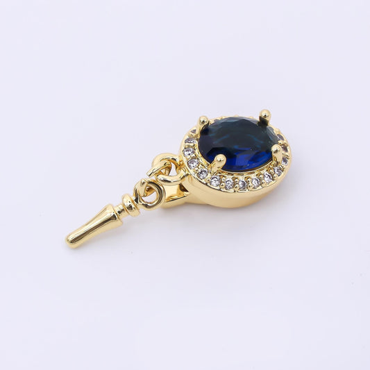 24K Gold Filled Dark Blue Micro Paved CZ Push Closure Finding Set | Z1266