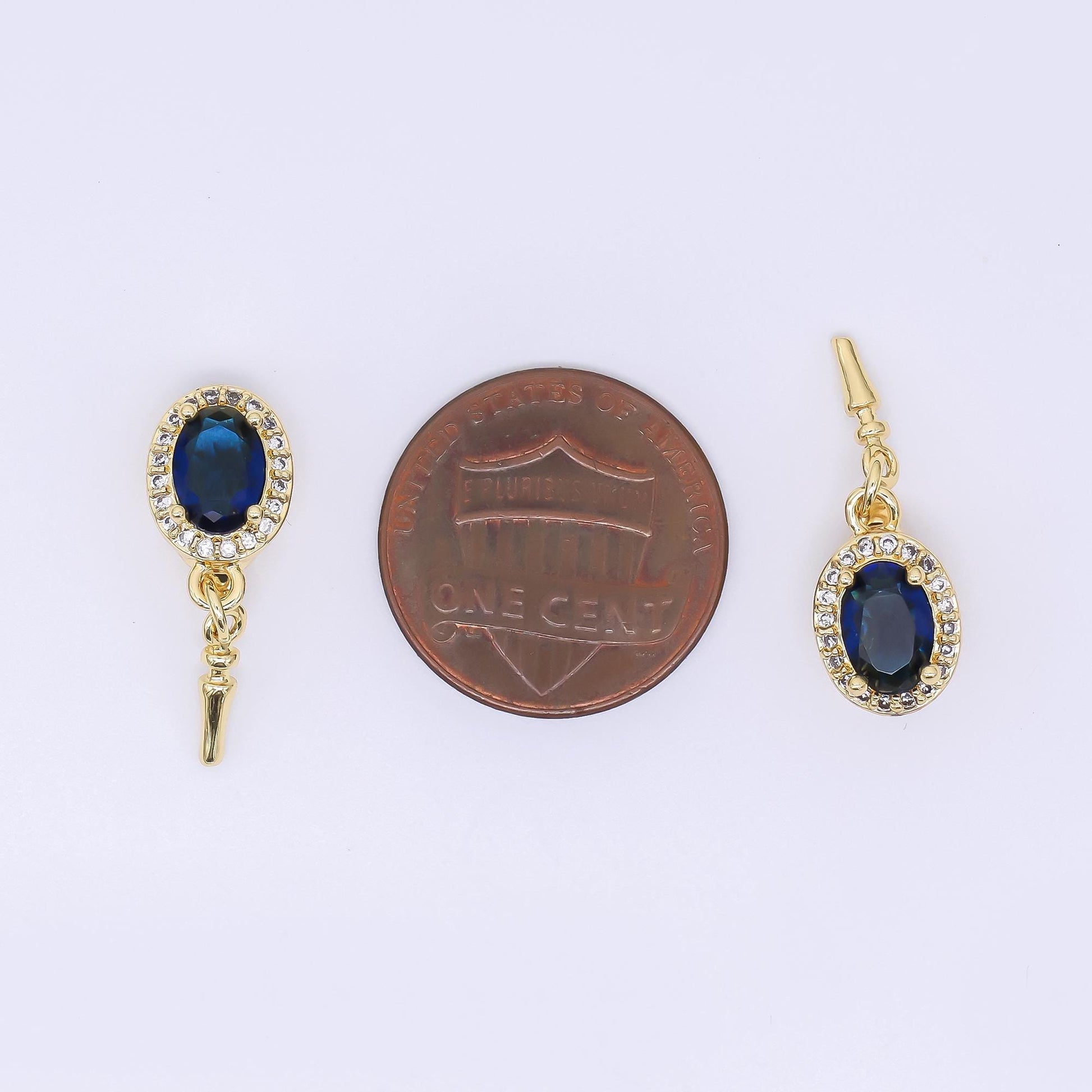24K Gold Filled Dark Blue Micro Paved CZ Push Closure Finding Set | Z1266