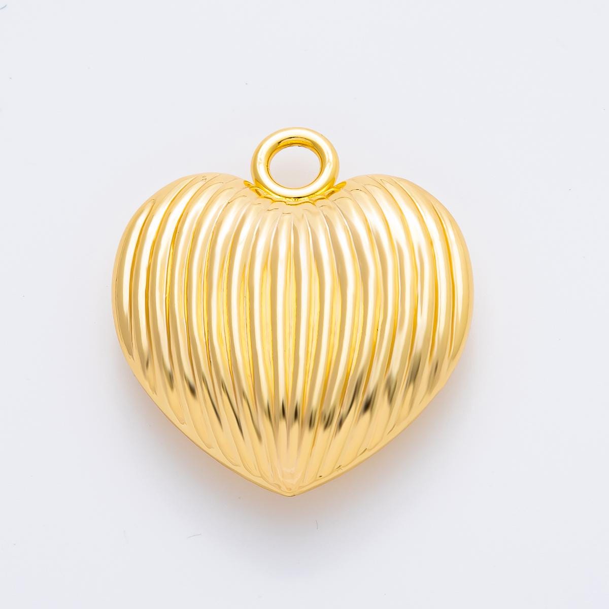 Chubby Modern Gold Heart Shape Pendant Charm Necklace Jewelry Supply DIY Jewelry Findings in 18k Gold Filled Textured Pendant J-858