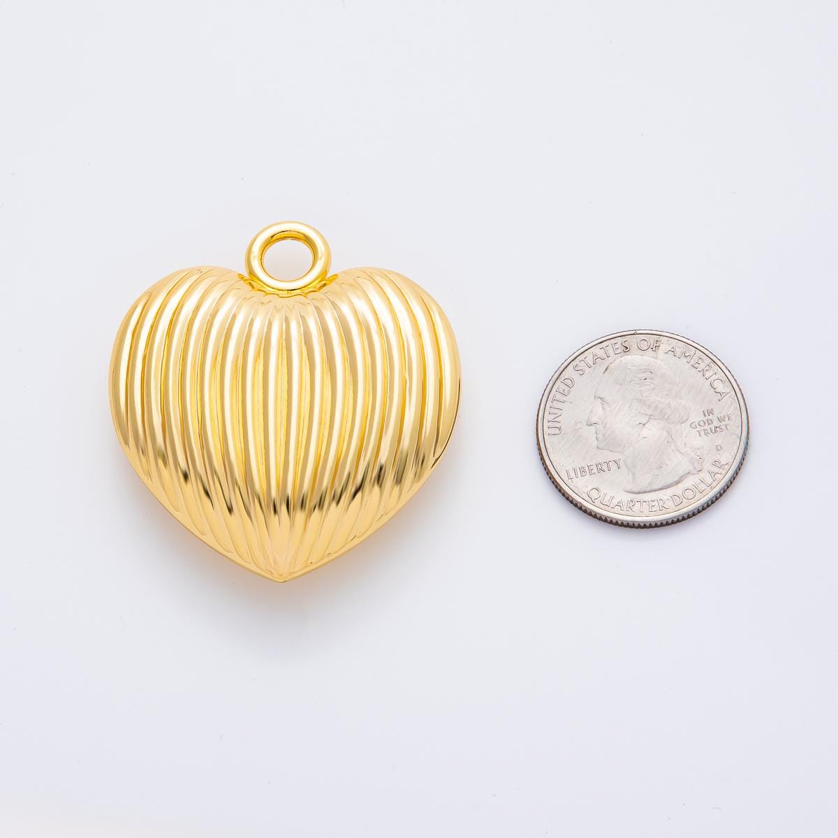 Chubby Modern Gold Heart Shape Pendant Charm Necklace Jewelry Supply DIY Jewelry Findings in 18k Gold Filled Textured Pendant J-858
