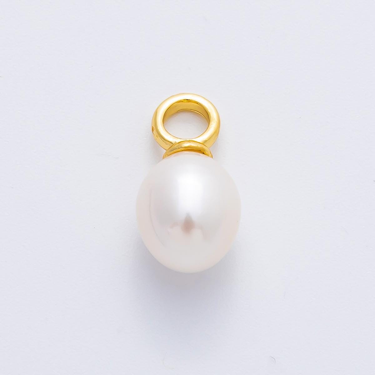 18k gold filled 15mm white freshwater pearl drop pendant | AF-630