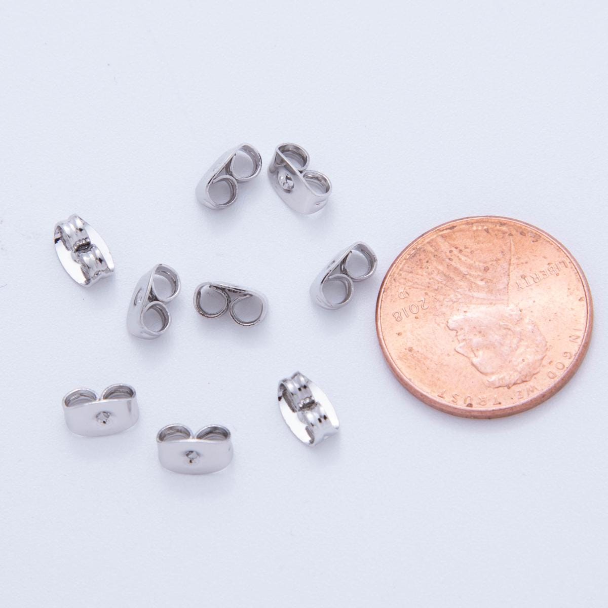 7mm Silver Push Backs findings| Replacement Backing | Butterfly Earring Backs | Earring Jewelry Making Finding 12 pairs Z-1376