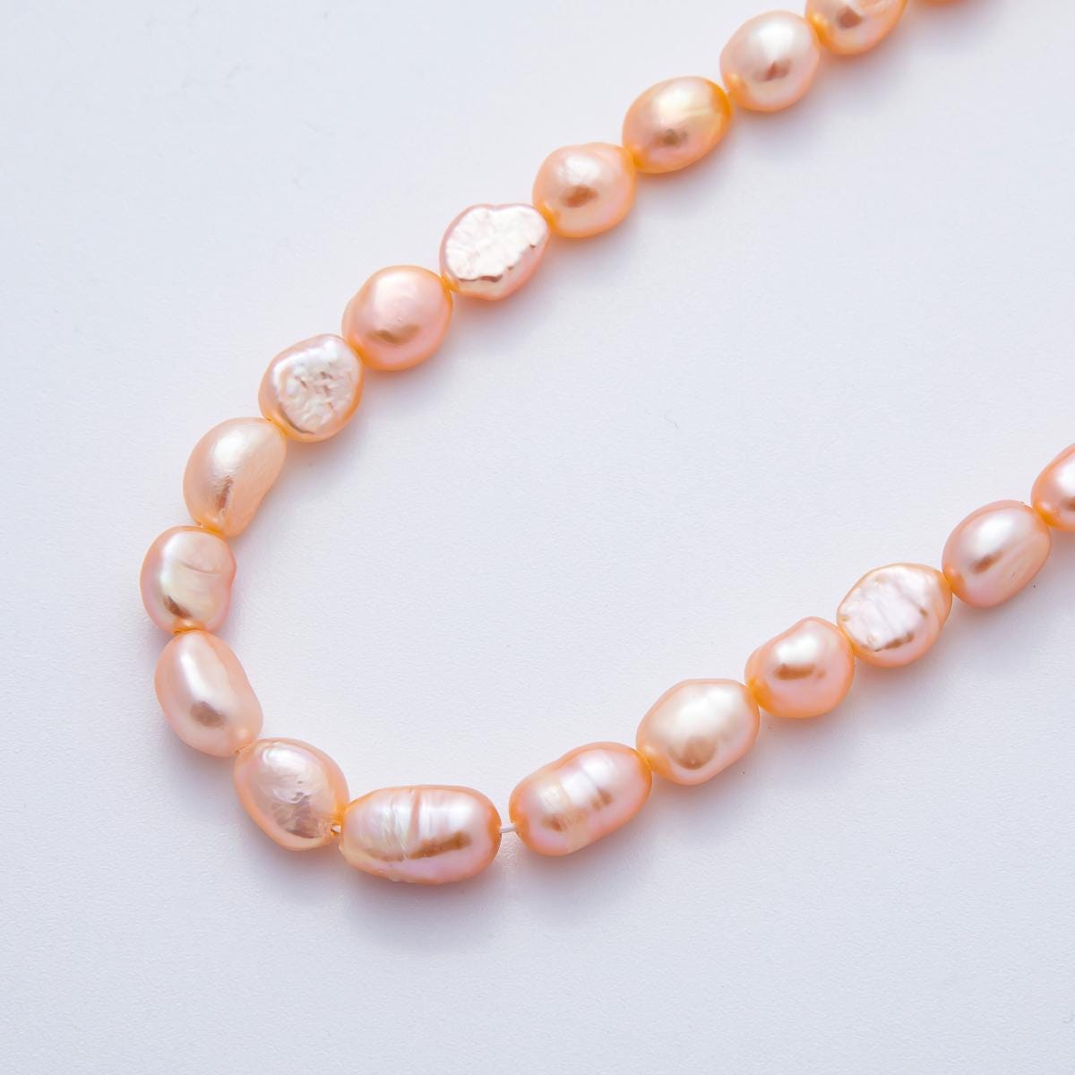 7.5mm Mauve Pink Rice Oval Freshwater Pearl Beads Genuine Mauve Pink Rice Freshwater Pearls WA-3501