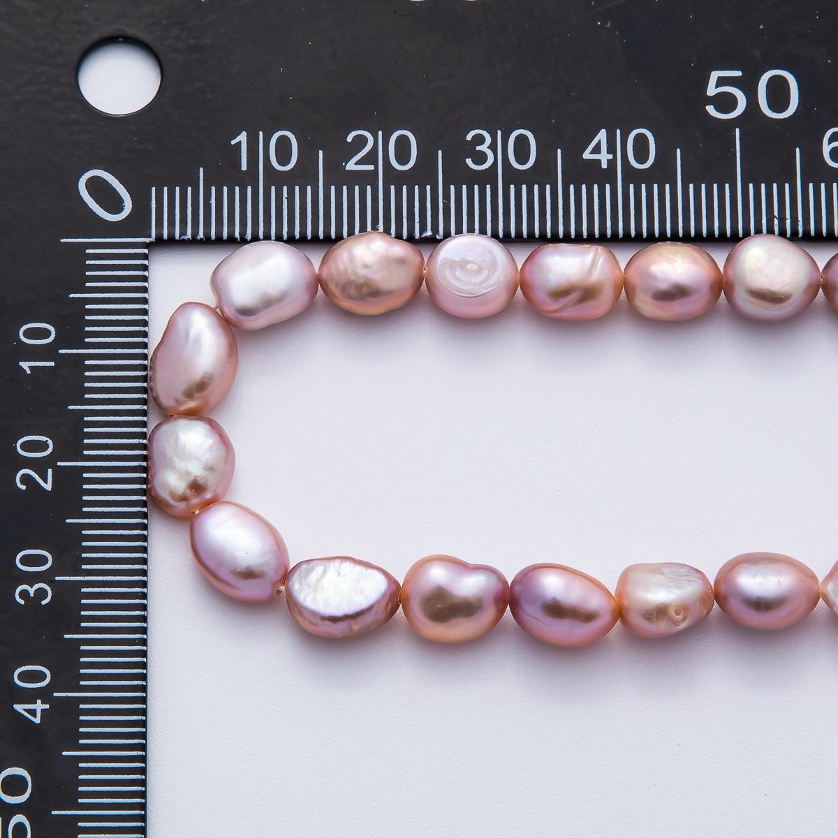 7.5mm Mauve Pink Rice Oval Freshwater Pearl Beads Genuine Mauve Pink Rice Freshwater Pearls WA-3501