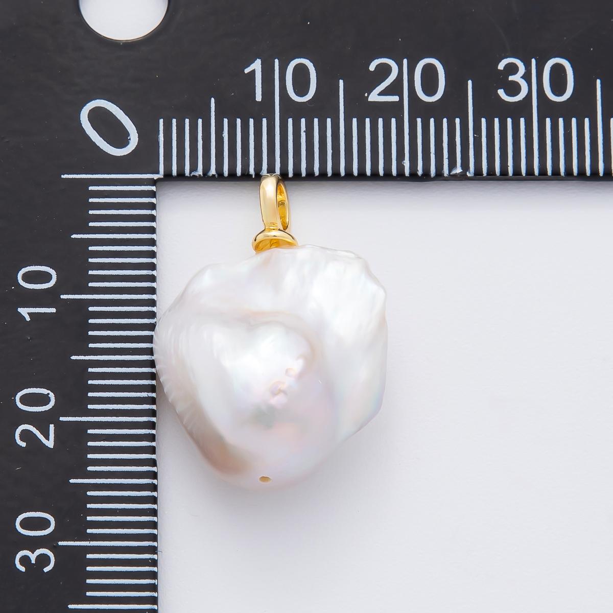 Dainty White Pearl approx. 33 x 15mm dainty baroque white round pearl pendant necklace 18k gold filled pendant AF-633