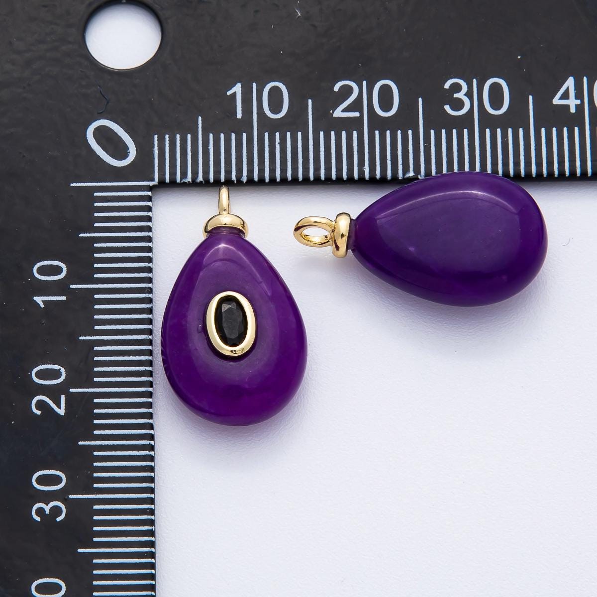 Teardrop Round Gemstone Pendant Amethyst, Quartz Stone Pendant 18k Gold Filled Peg Bail