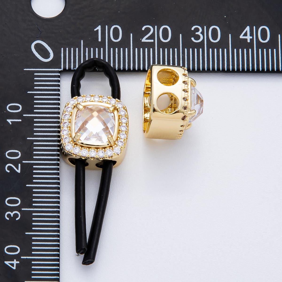 Bolo Tie Stopper Beads for Jewelry Making 2-Hole Slider Beads for Cord Necklace 18k Gold Filled Spacer Beads Supplies B-107