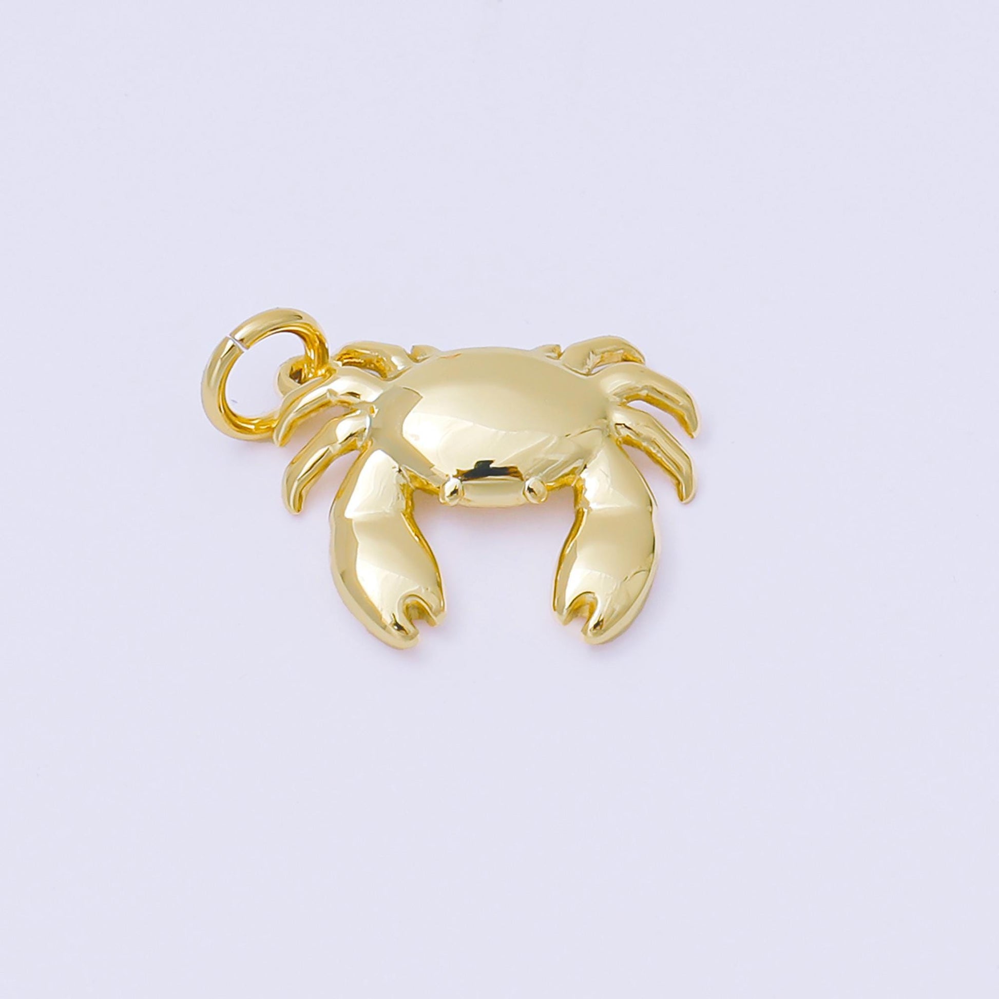 24K Gold Filled Minimalist Crab Crustacean Sea Animal 3D Multidimensional Charm | AF1287
