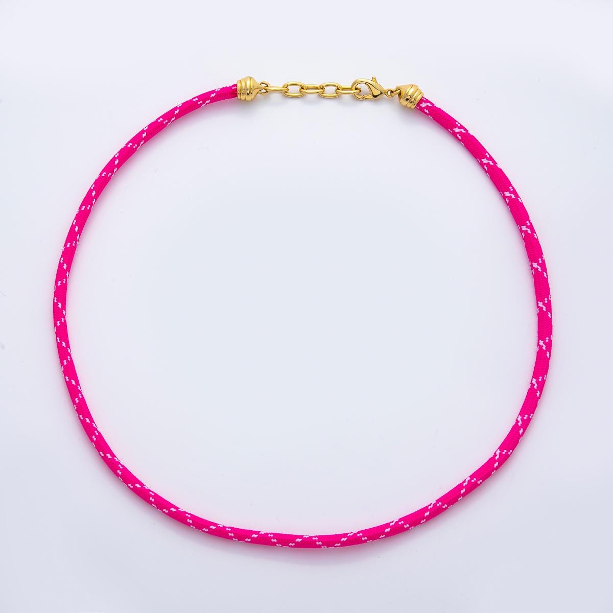 18K Gold Filled 5mm Orange Pink Summer Sport Cord 19 Inch Necklace | WA-3504