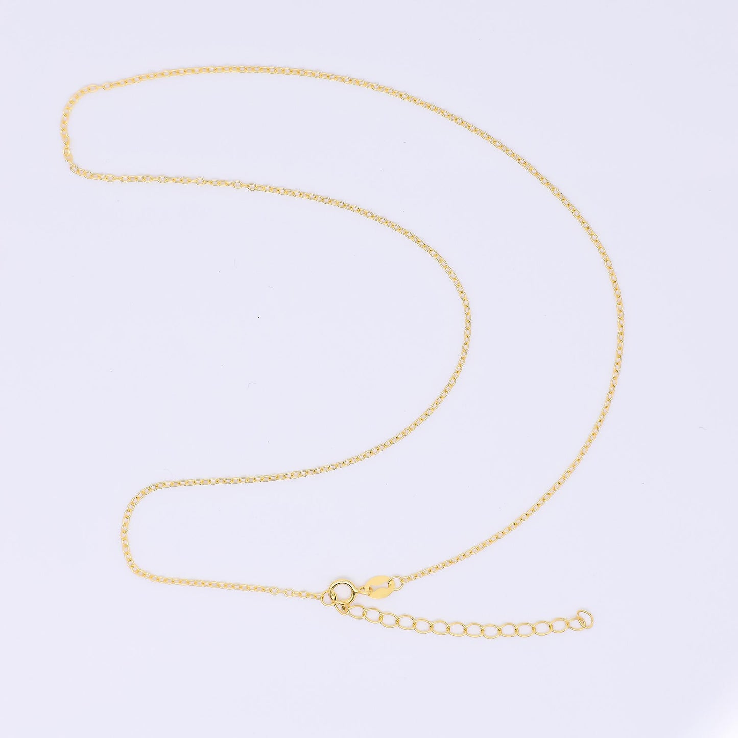 24K Gold Vermeil S925 1.4mm Dainty Classic Cable Chain 16 Inch Necklace | WA-3244