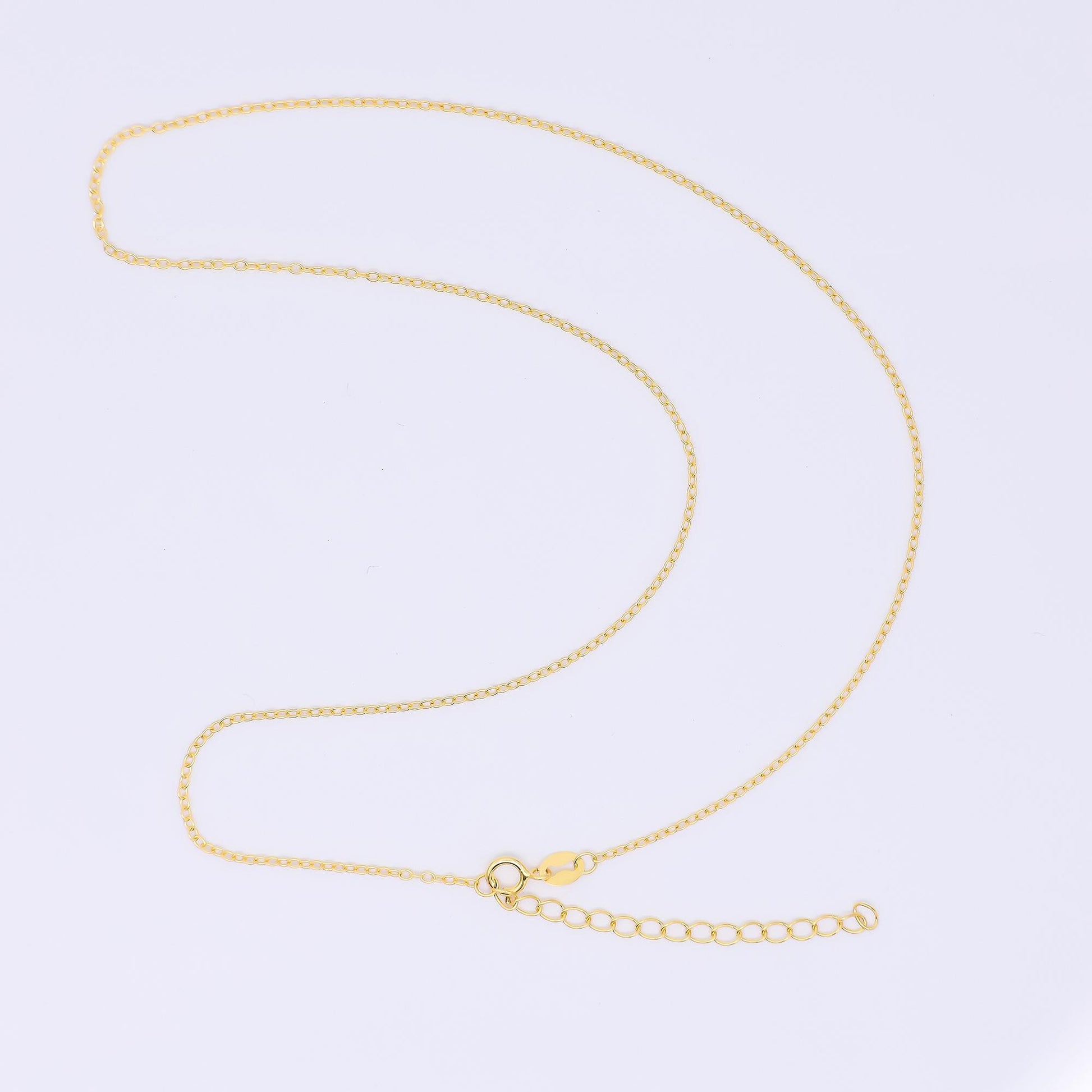24K Gold Vermeil S925 1.4mm Dainty Classic Cable Chain 16 Inch Necklace | WA-3244
