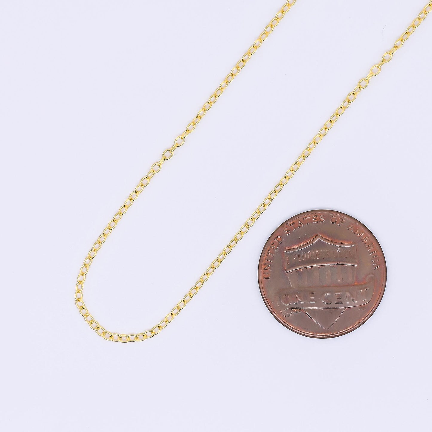 24K Gold Vermeil S925 1.4mm Dainty Classic Cable Chain 18 Inch Necklace | WA-3245