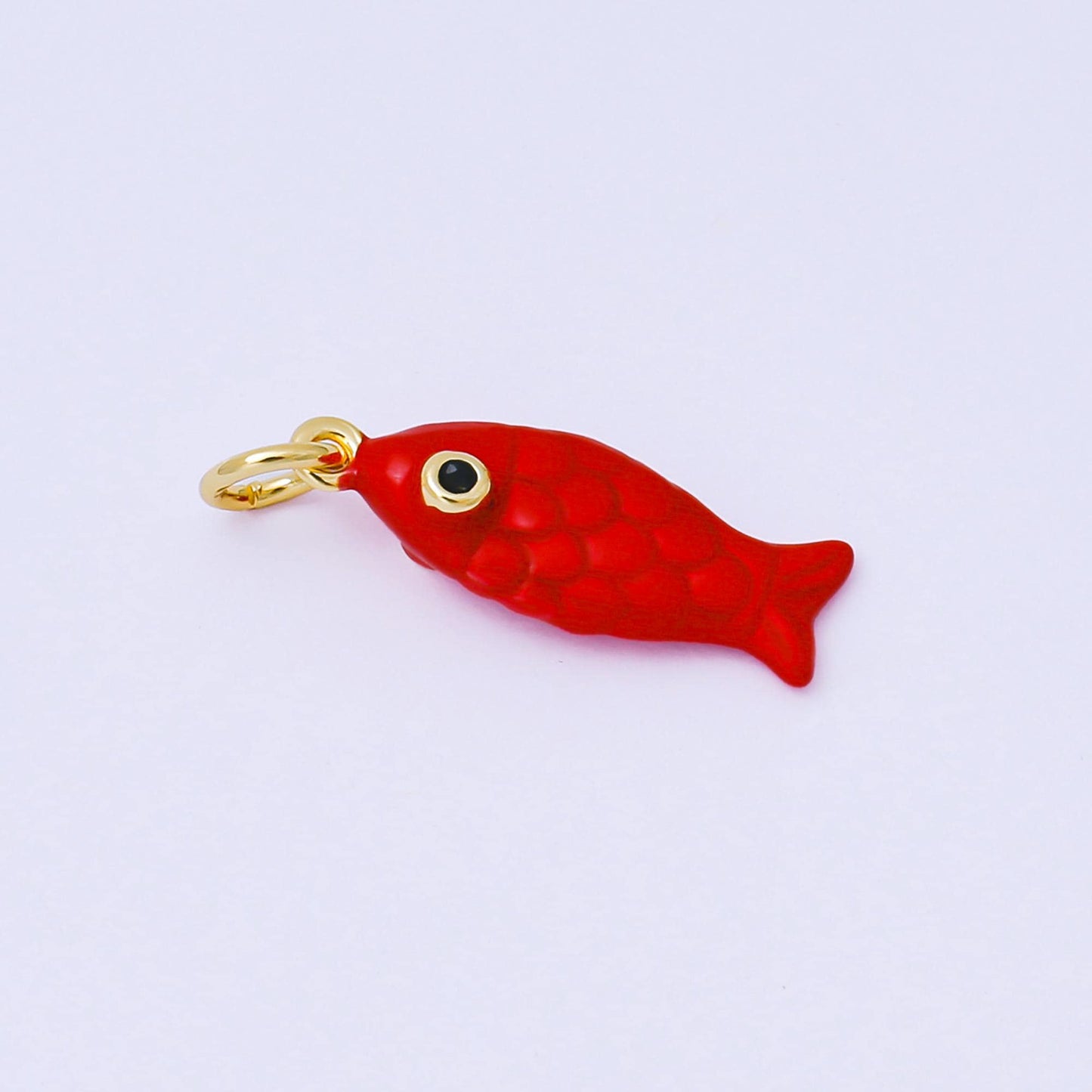 24K Gold Filled 19mm Red, Gold Koi Sardine Fish Charm | AF1286