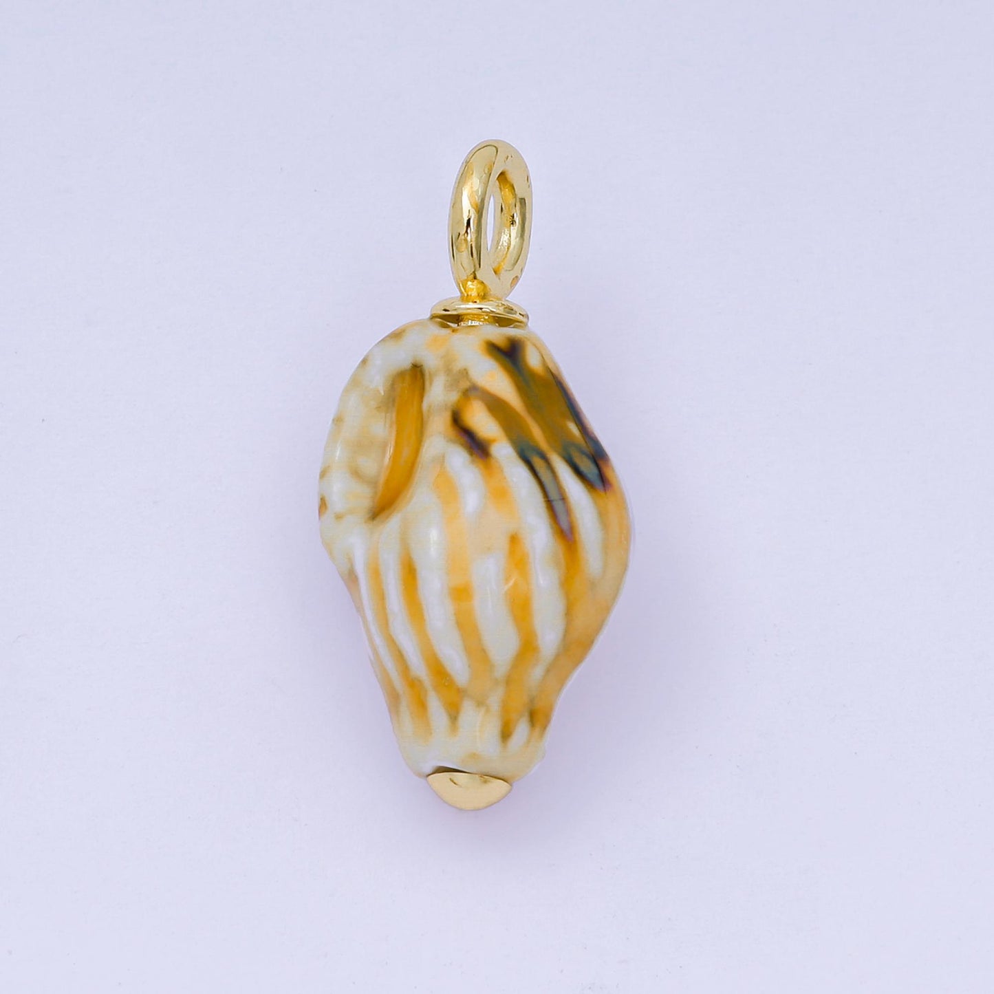 24K Gold Filled 30mm Brown, Purple, Dark Brown Ceramics Nautical Conch Shell Charm | AF1268 AF1269