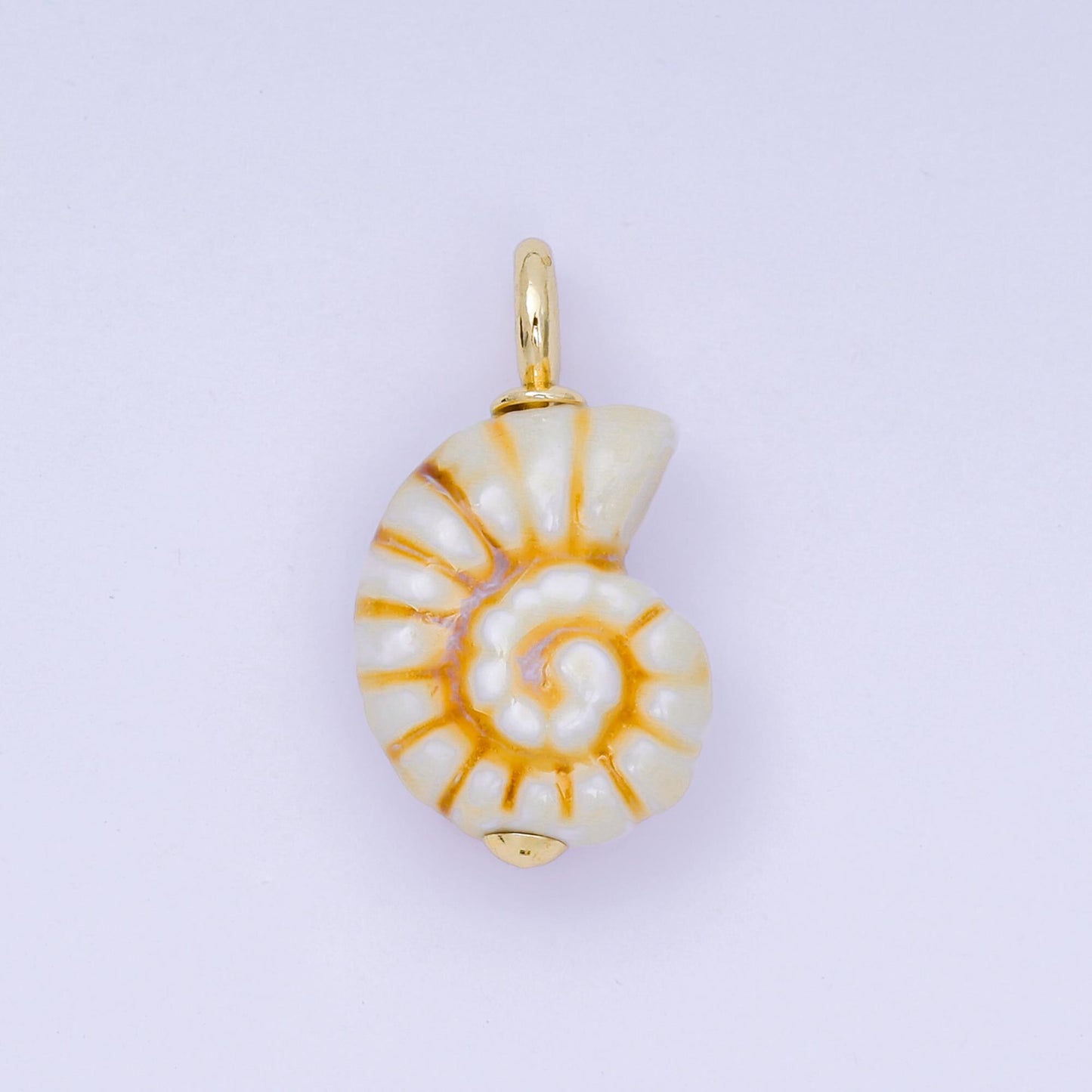 24K Gold Filled 29mm Brown, Blue, Black Ceramics Nautical Conch Shell Charm | AF1270 AF1271