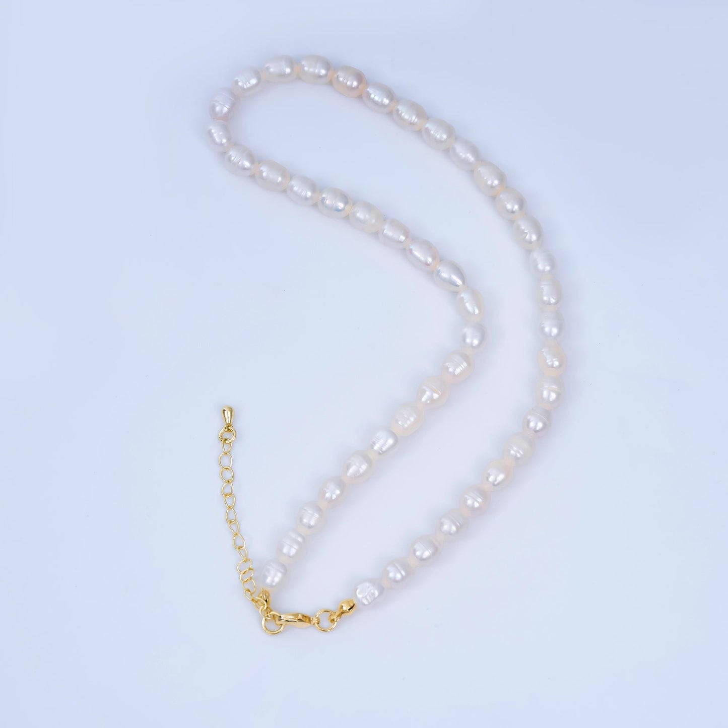 24K Gold Filled 6.5mm Nautical Freshwater Pearl Chain 14 Inch Necklace with Extender| WA-1006