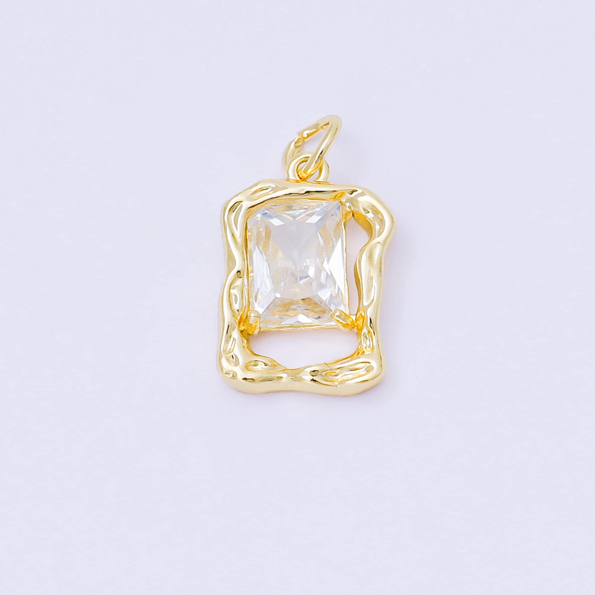 24K Gold Filled 16mm Rectangular CZ in Frame Charm | AF1250