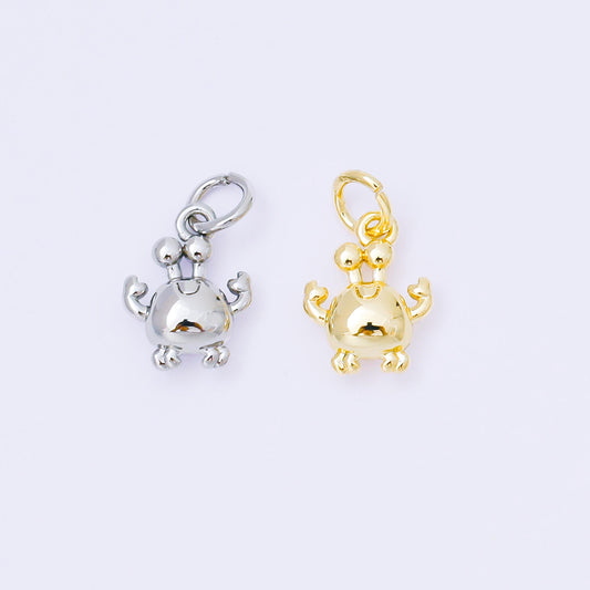 24K Gold Filled 11mm Under the Sea Crab Character Charm in Gold & Silver | AF1256