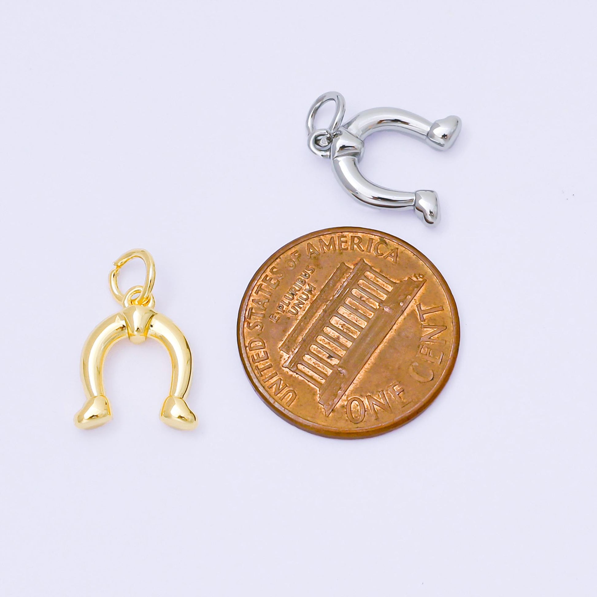 24K Gold Filled 13mm Minimalist Lucky Horseshoe Charm in Gold & Silver | AF1253