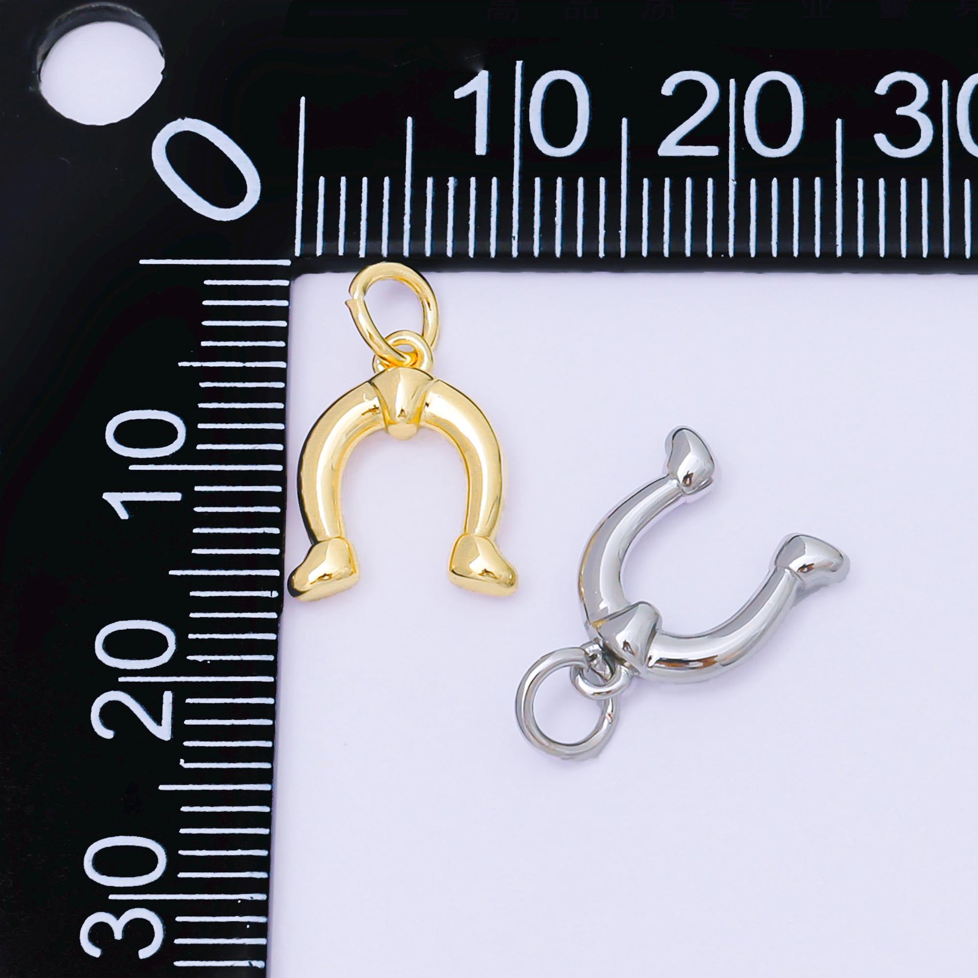 24K Gold Filled 13mm Minimalist Lucky Horseshoe Charm in Gold & Silver | AF1253