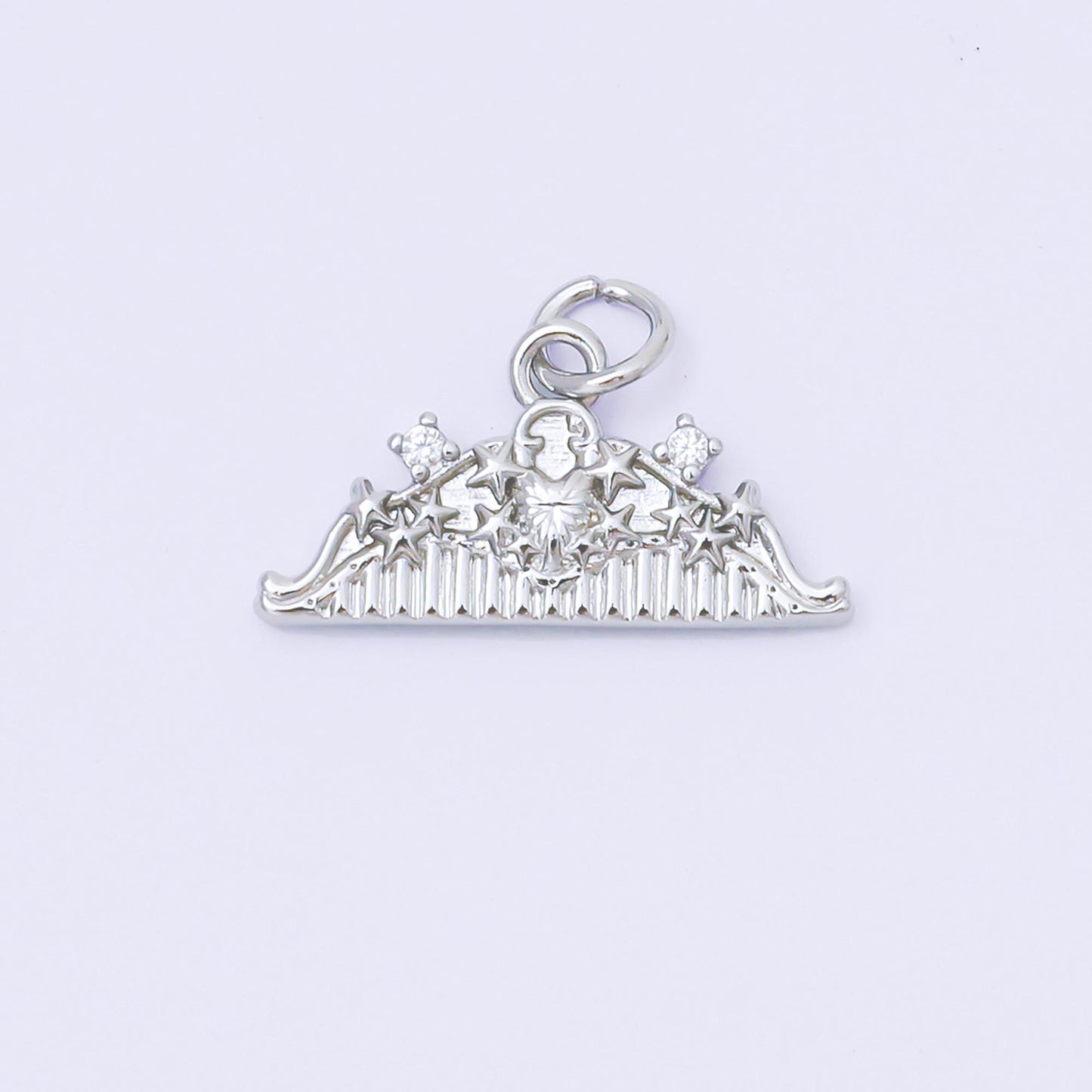 24K Gold Filled 10mm Twin Round CZ Lovely Tiara Charm in Gold & Silver | AF1251