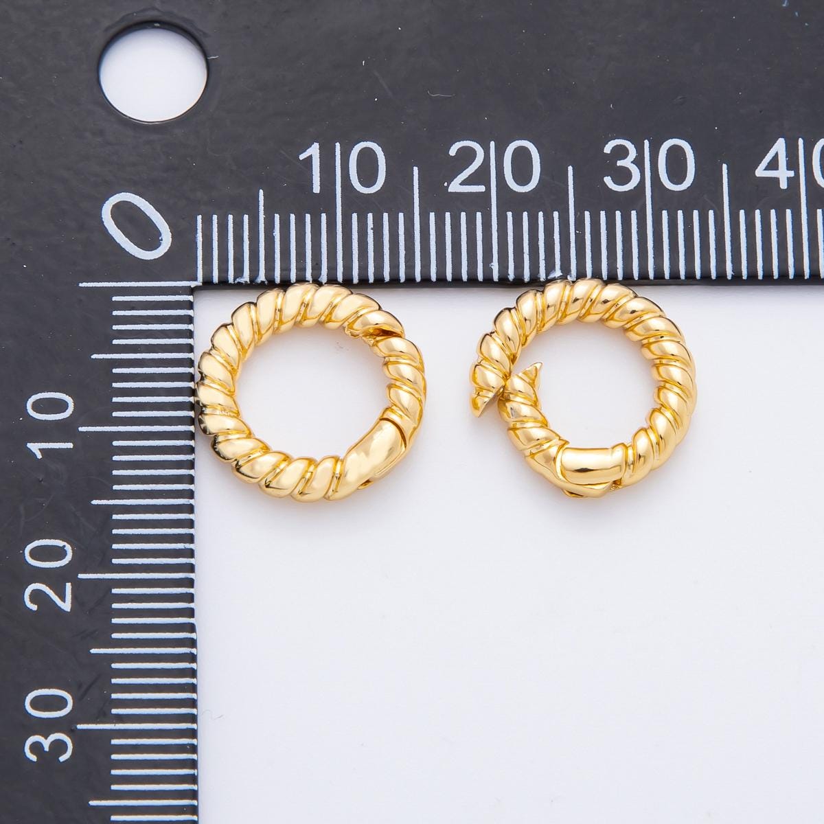 1 pc Twisted Gold Spring Gate Ring, 14.5 mm Round Rope Push Gate ring, Charm Holder Clasp for Connector, Wristlet Holder Z-1374