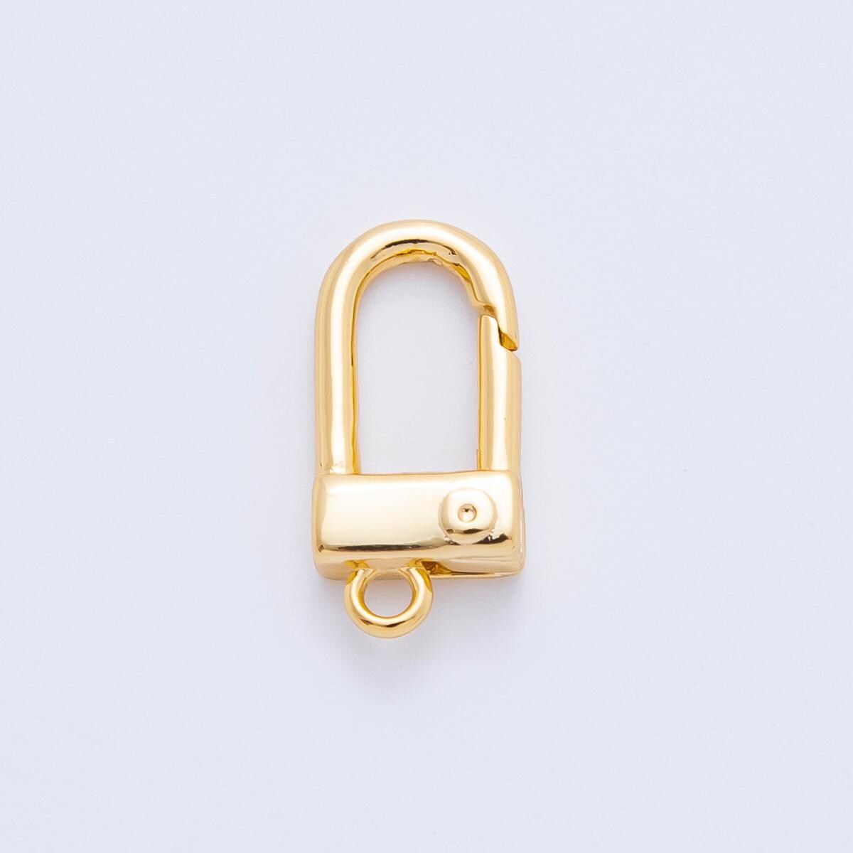 1pc Wholesale Tiny Push Spring Ring Gold Key Holder Ring for Jewelry Necklace Bracelet, Bag Charm Making, Size 15.8 x 7.7 mm Z-1370