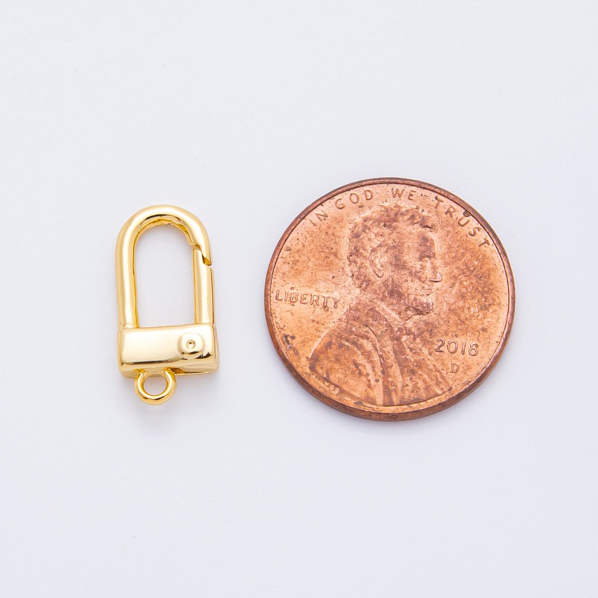 1pc Wholesale Tiny Push Spring Ring Gold Key Holder Ring for Jewelry Necklace Bracelet, Bag Charm Making, Size 15.8 x 7.7 mm Z-1370