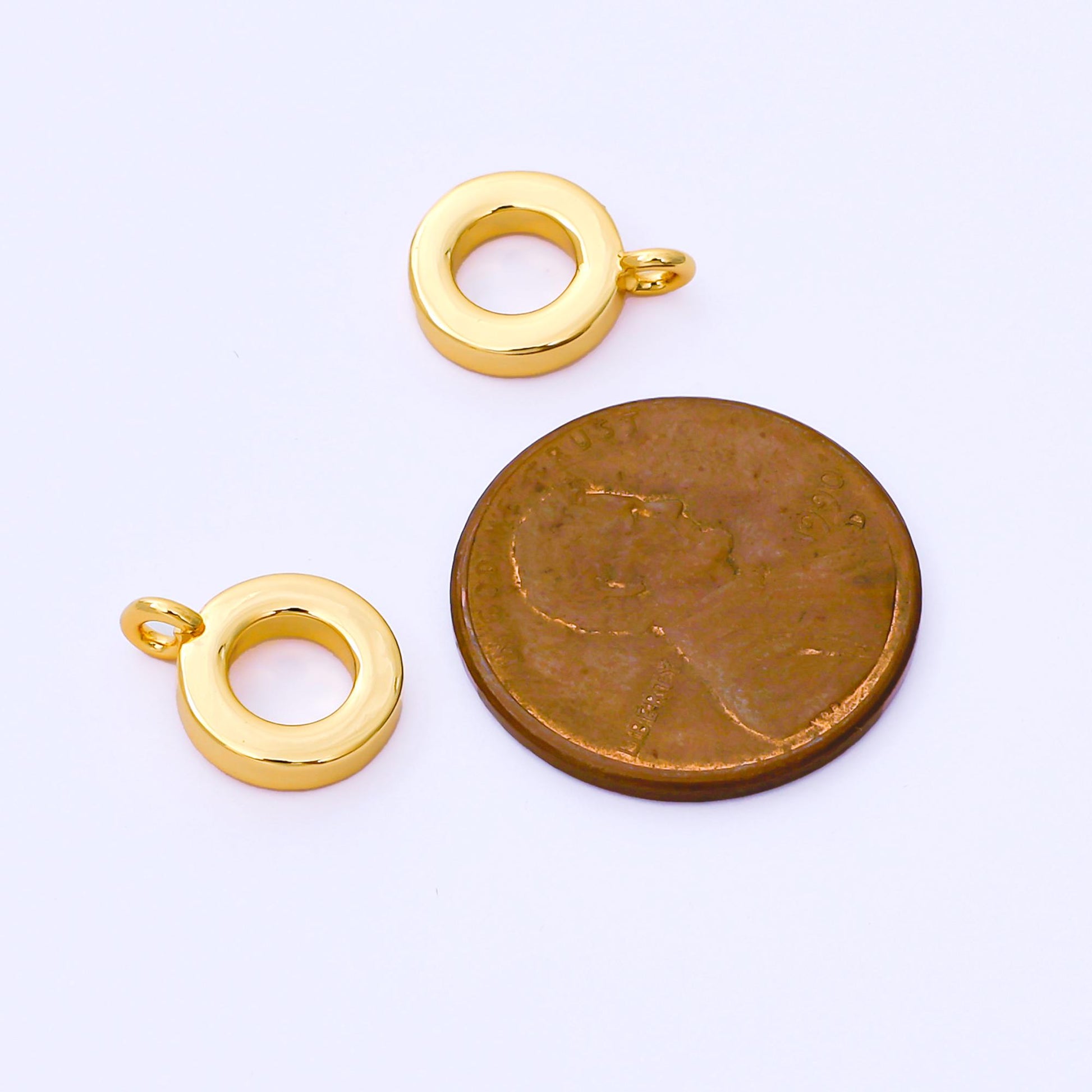 24K Gold Filled 12mm Minimalist Round Rondelle with Closed Loop for Charm Bail Findings | Z1153
