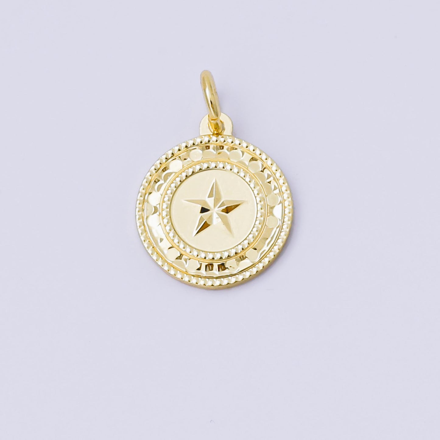 24K Gold Filled 14mm Flowers, Heart, Star Golden Coin Drop Charm | AF1529 ~ AF1531