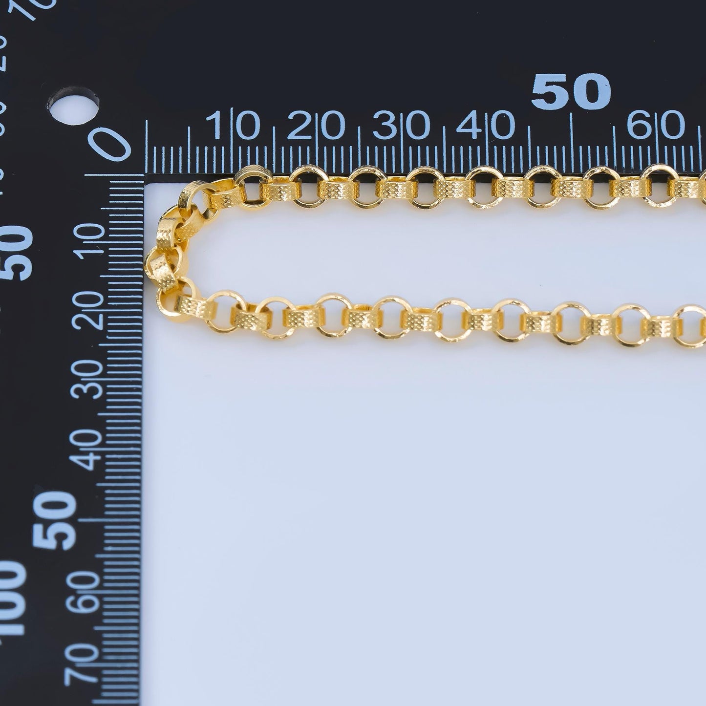 24K Gold Filled 5mm Dotted Textured Rolo Edge Cable Unfinished Chain by Yard | ROLL-1683