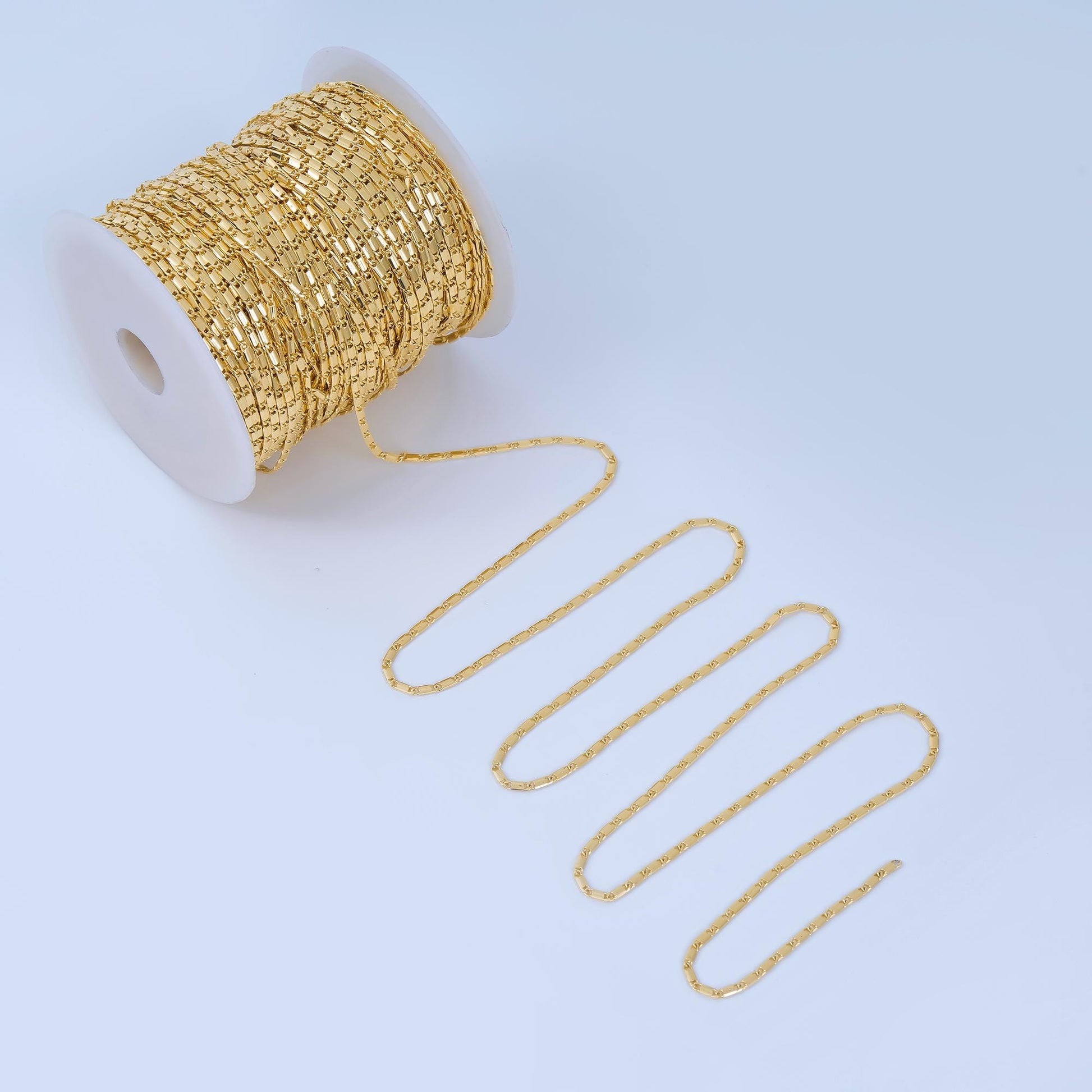 24K Gold Filled 2.2mm Minimalist Bar Unfinished Chain by Yard | ROLL-1737