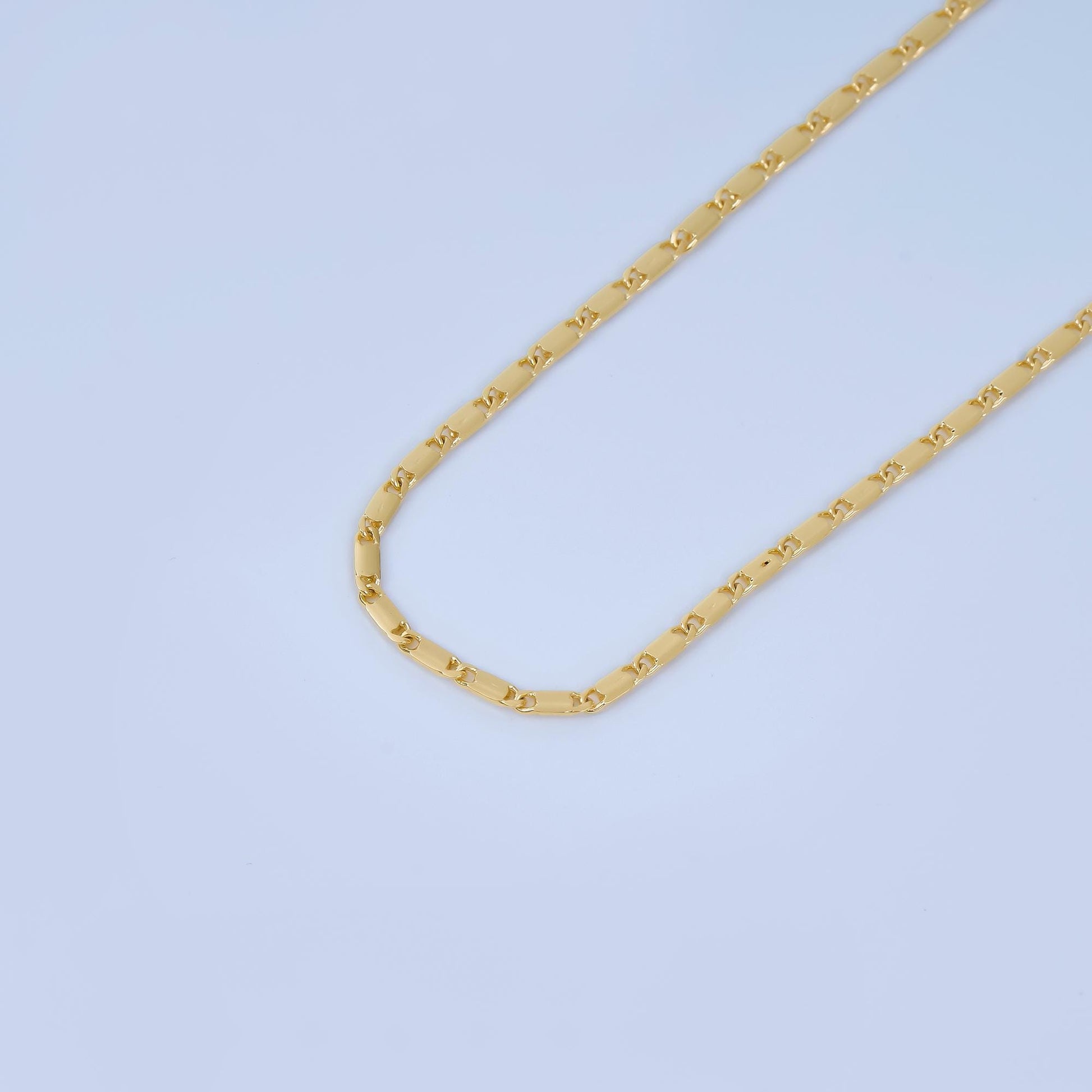 24K Gold Filled 2.2mm Minimalist Bar Unfinished Chain by Yard | ROLL-1737