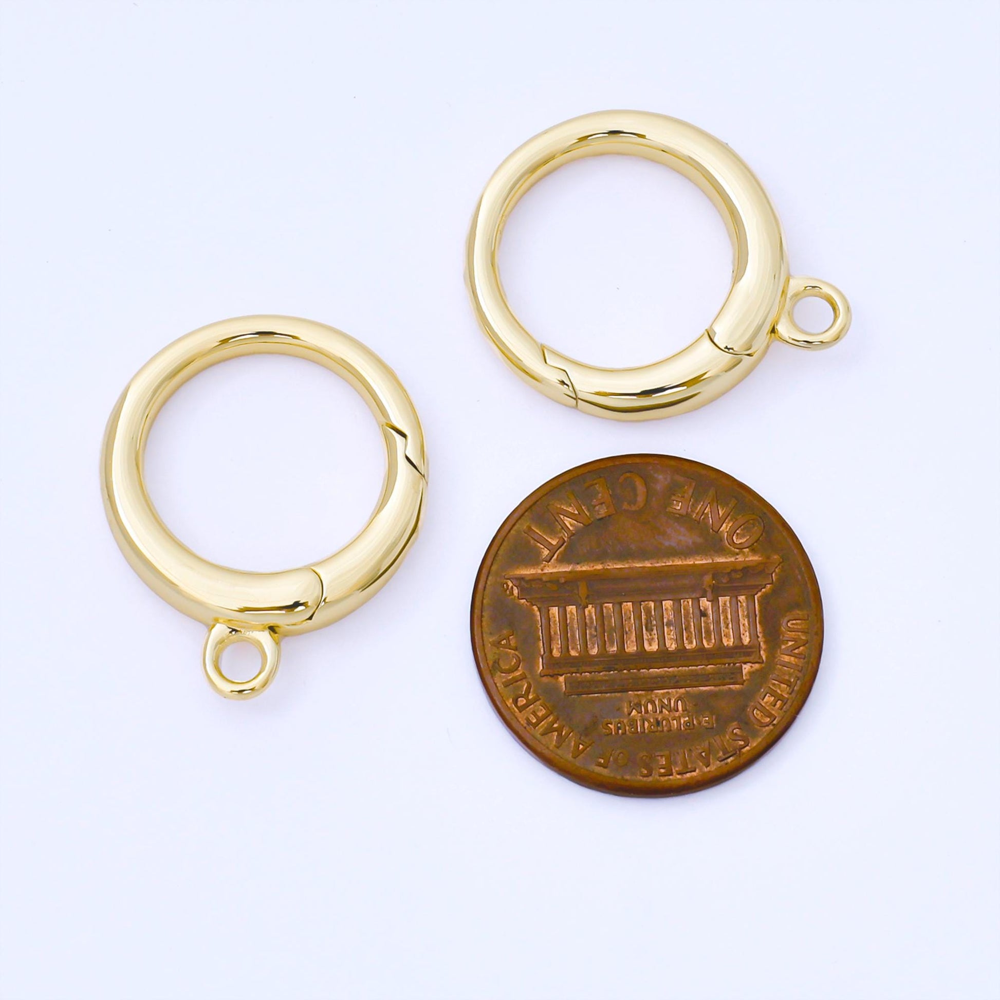 14K Gold Filled 22mm Minimalist Round Push Gate Clasp Open Charm Finding | Z-1345