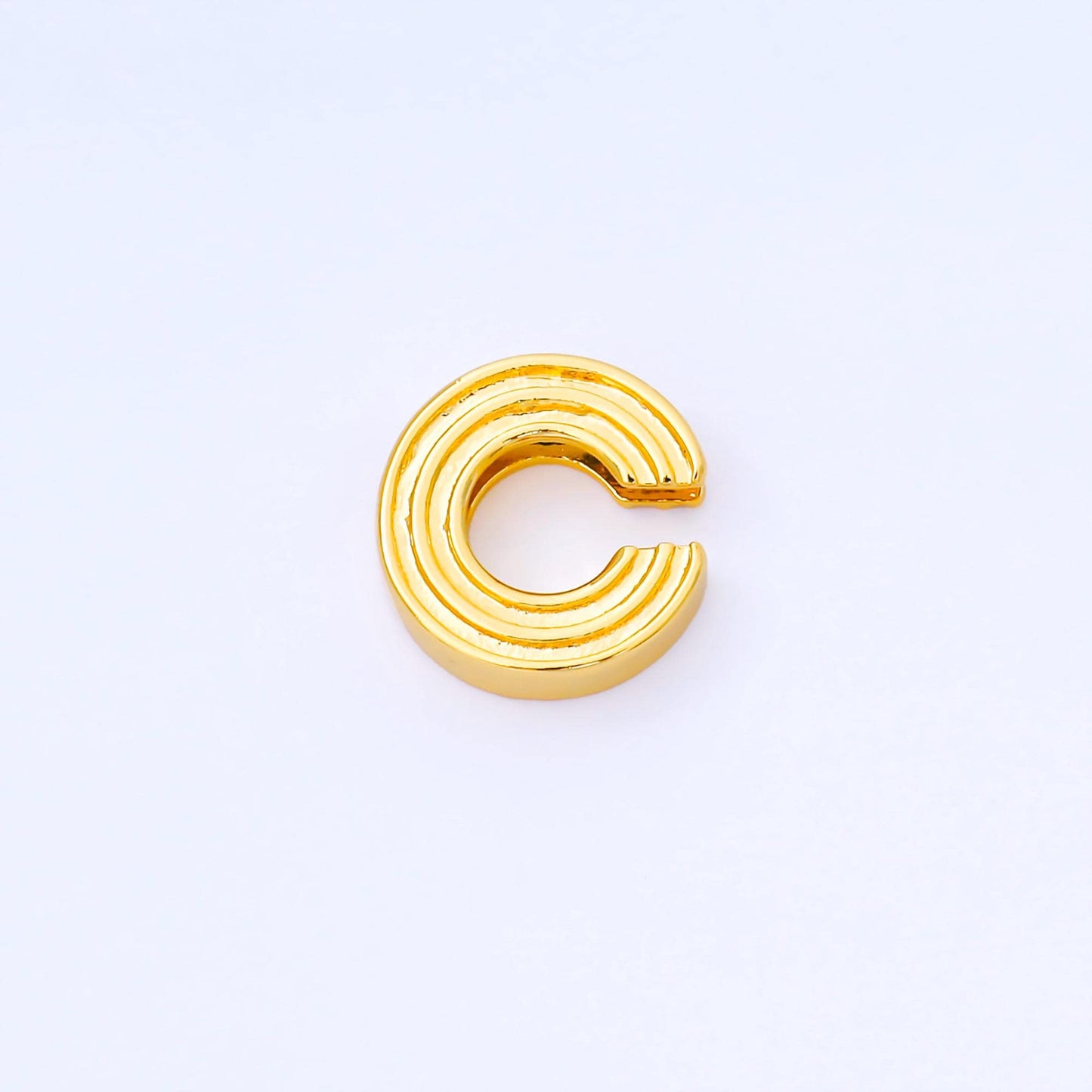 24K Gold Filled 15mm Initial Letter Alphabet Groovy Initial Spacer Bead | AF066 - AF078
