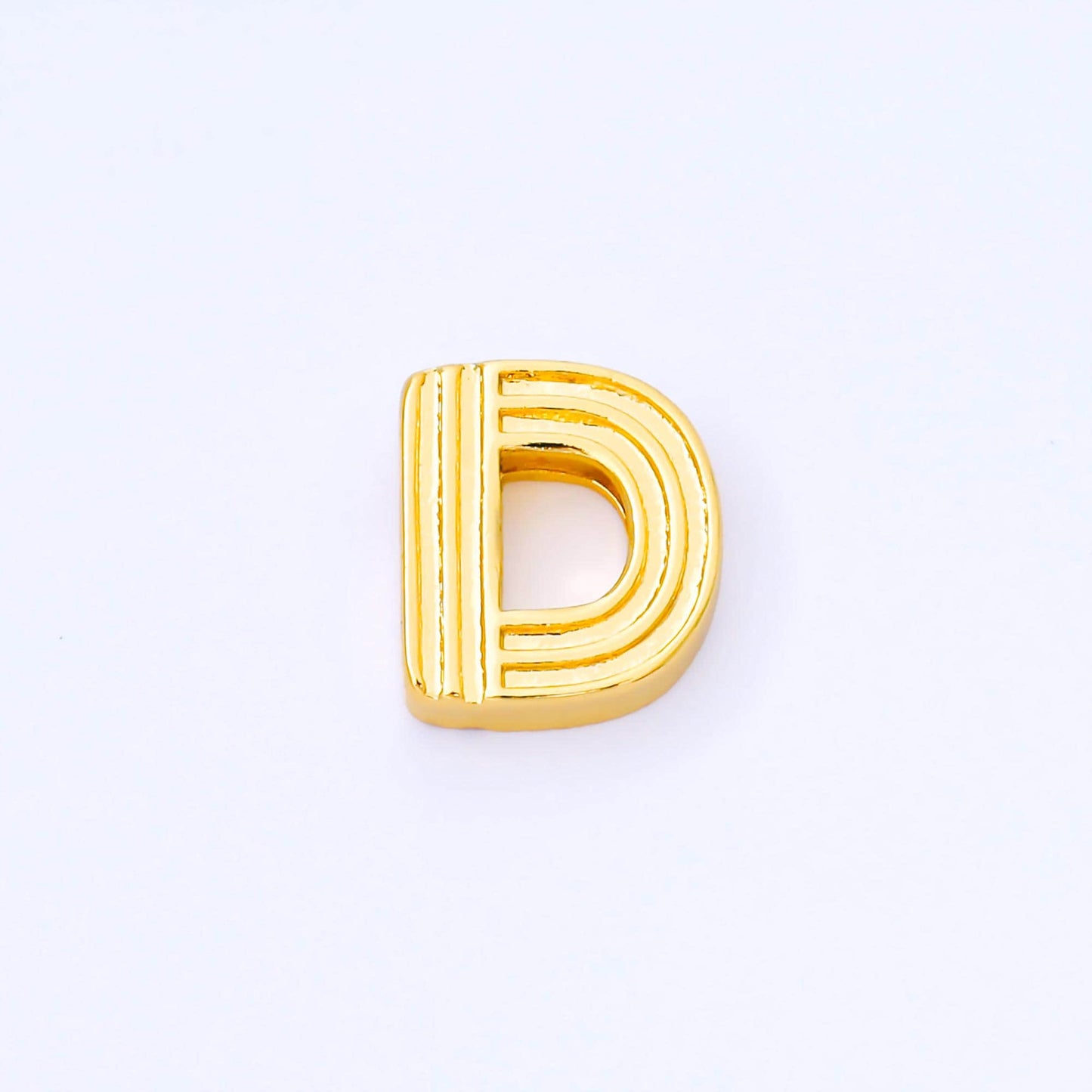 24K Gold Filled 15mm Initial Letter Alphabet Groovy Initial Spacer Bead | AF066 - AF078