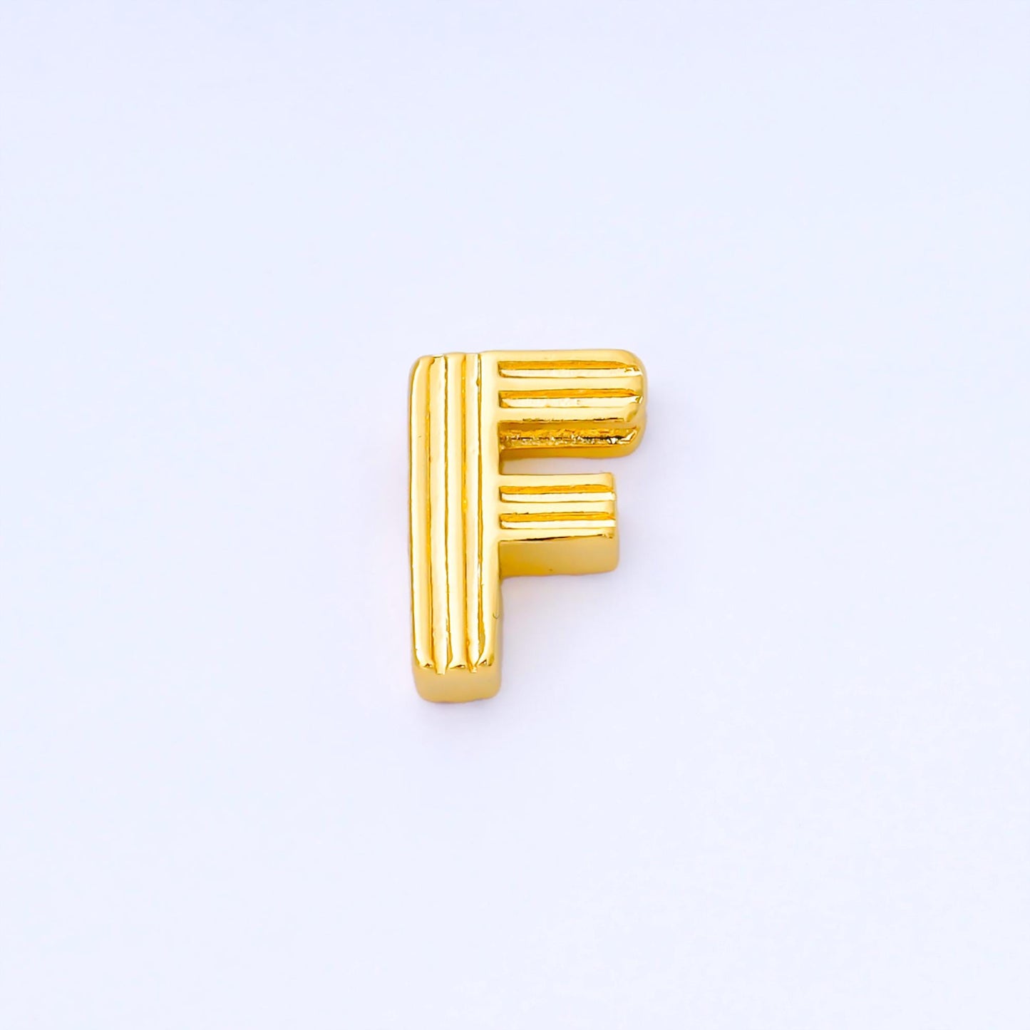 24K Gold Filled 15mm Initial Letter Alphabet Groovy Initial Spacer Bead | AF066 - AF078