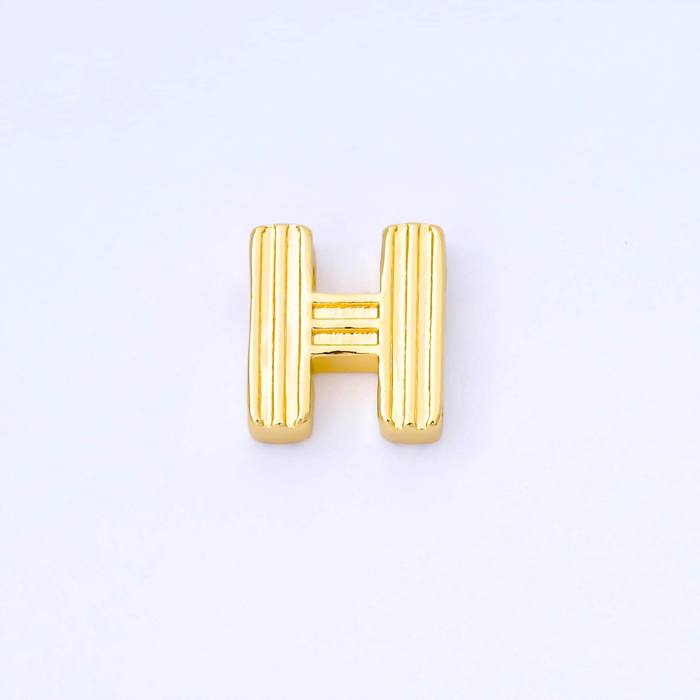 24K Gold Filled 15mm Initial Letter Alphabet Groovy Initial Spacer Bead | AF066 - AF078