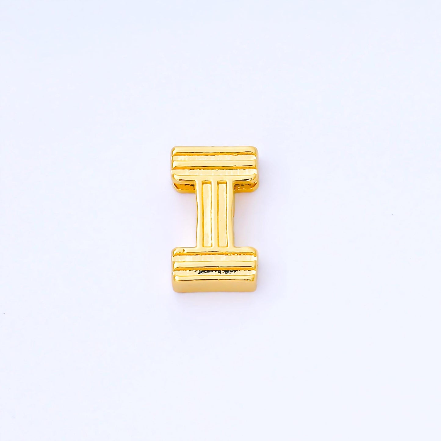 24K Gold Filled 15mm Initial Letter Alphabet Groovy Initial Spacer Bead | AF066 - AF078