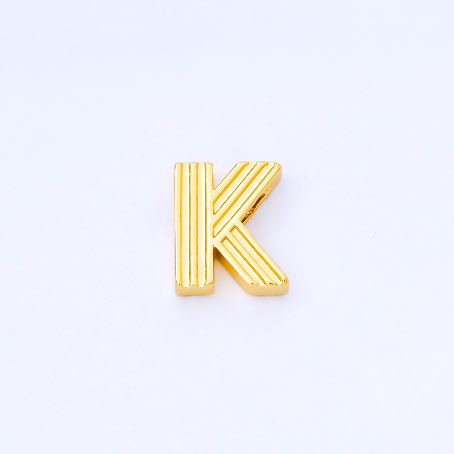24K Gold Filled 15mm Initial Letter Alphabet Groovy Initial Spacer Bead | AF066 - AF078
