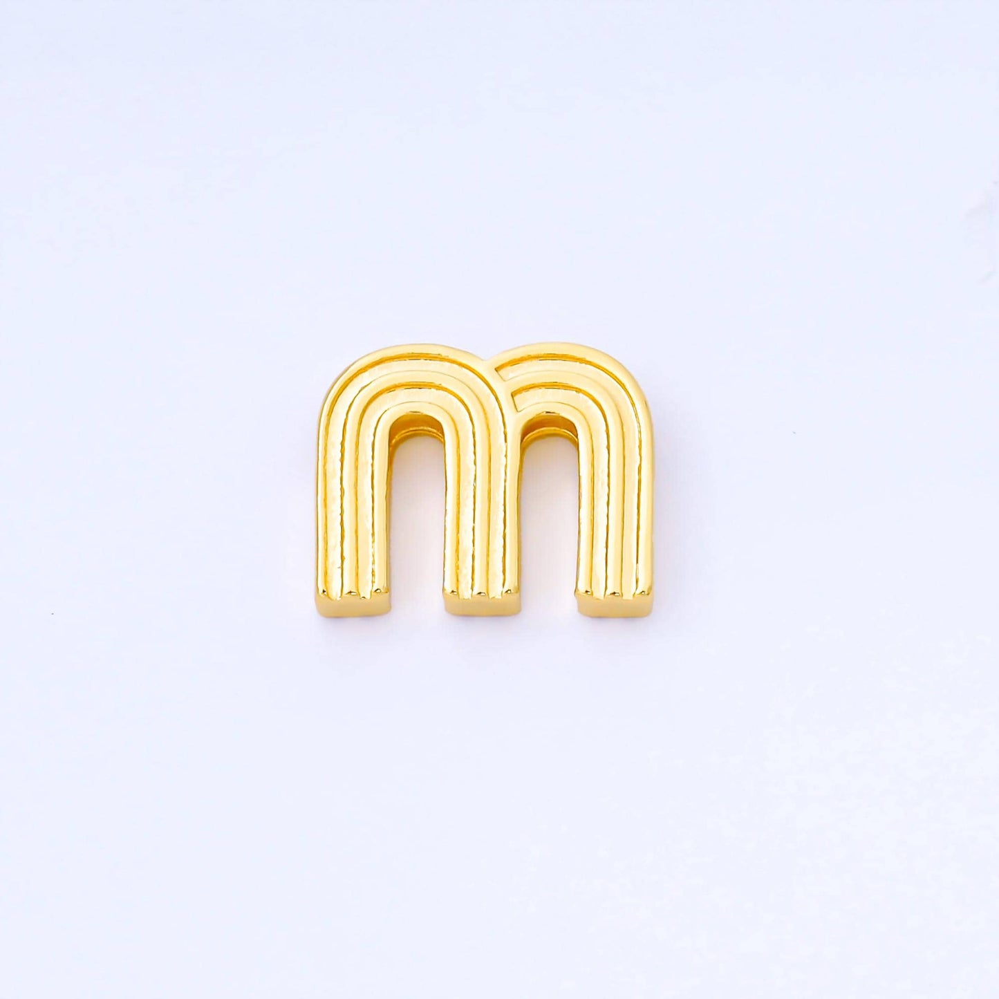 24K Gold Filled 15mm Initial Letter Alphabet Groovy Initial Spacer Bead | AF066 - AF078