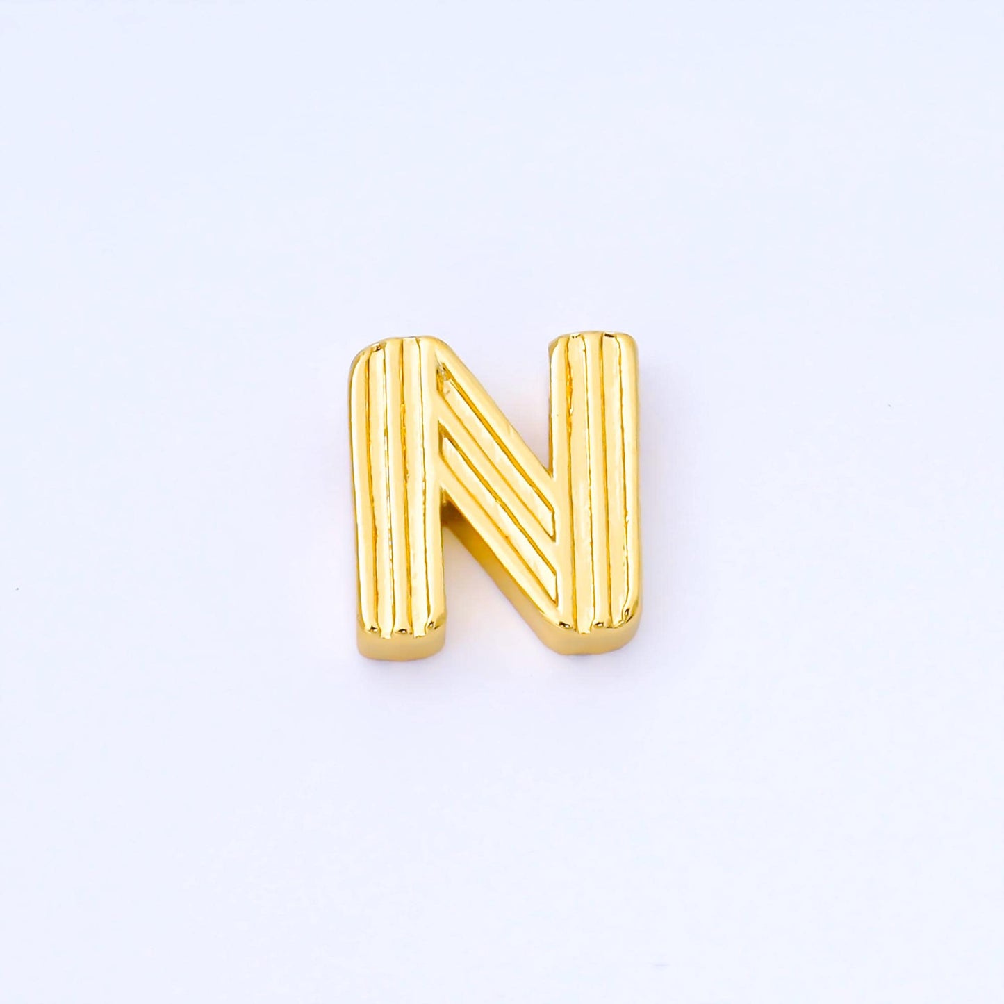 24K Gold Filled 15mm Initial Letter Alphabet Groovy Initial Spacer Bead | AF066 - AF078