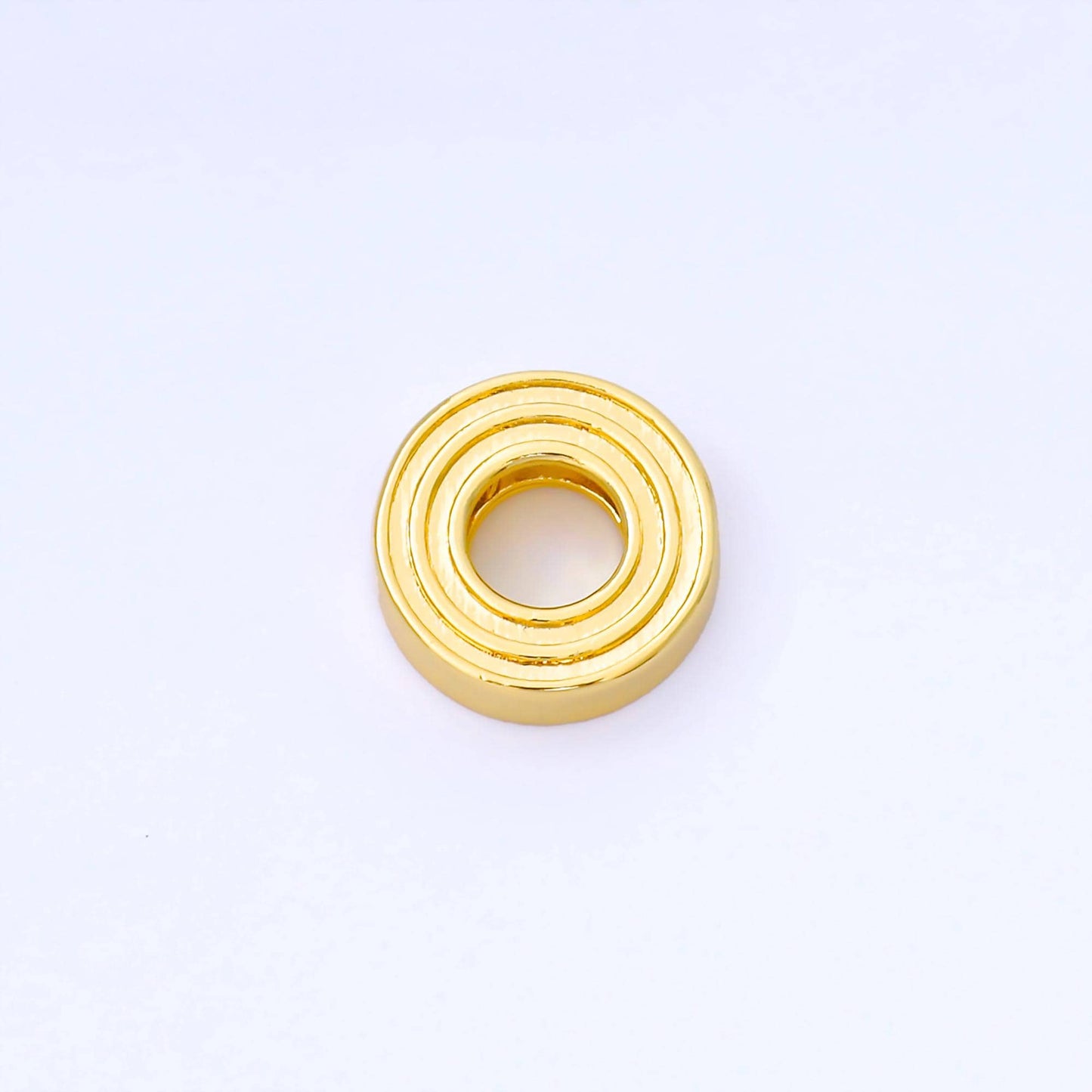 24K Gold Filled 15mm Initial Letter Alphabet Groovy Initial Spacer Bead | AF066 - AF078