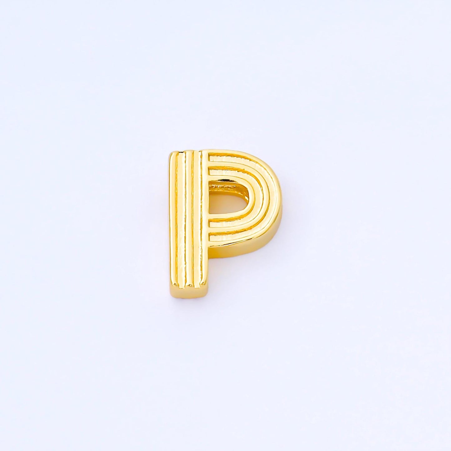 24K Gold Filled 15mm Initial Letter Alphabet Groovy Initial Spacer Bead | AF066 - AF078