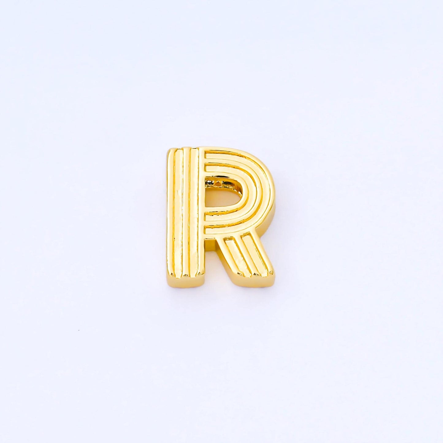 24K Gold Filled 15mm Initial Letter Alphabet Groovy Initial Spacer Bead | AF066 - AF078