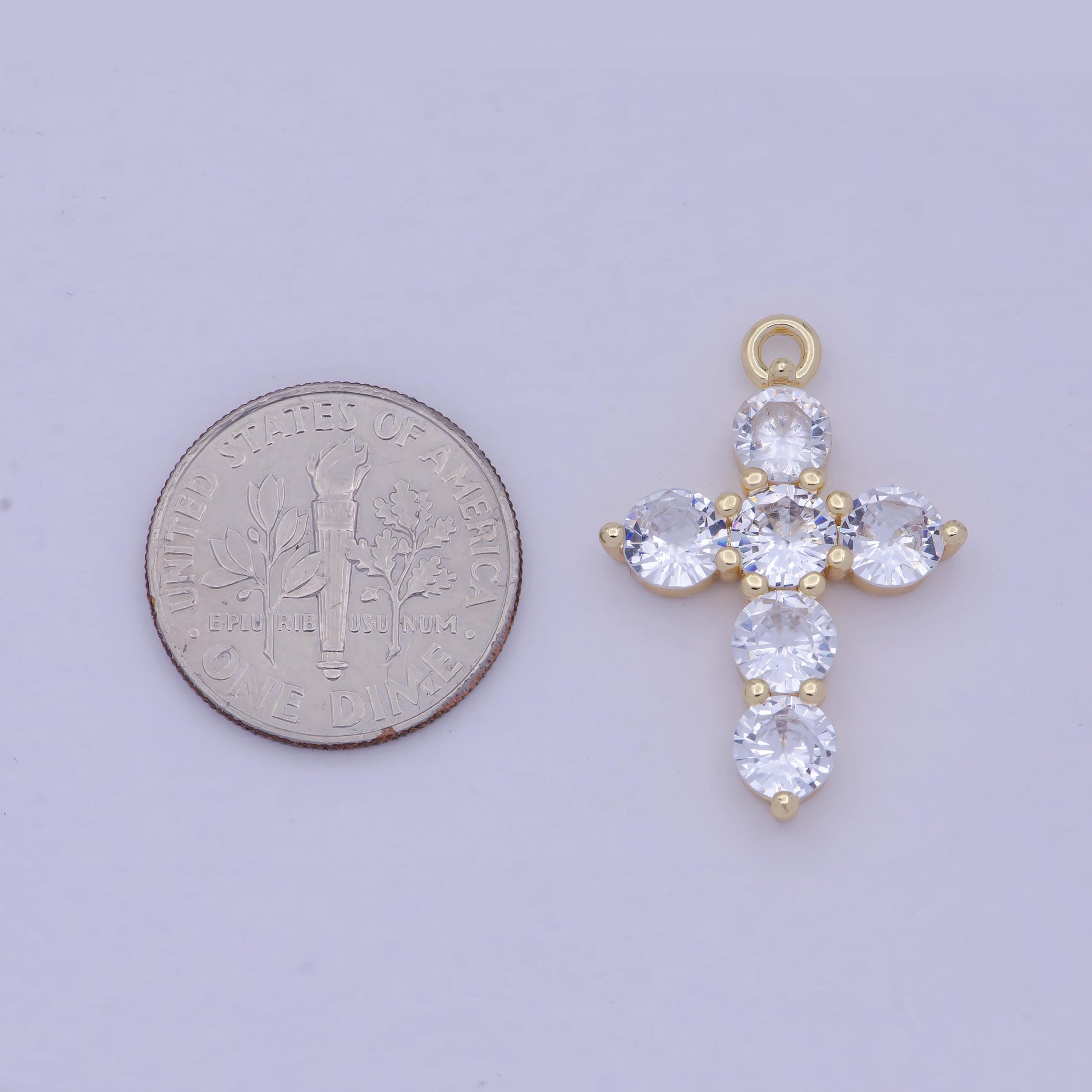Dainty Cubic Cross Pendant, 14K Gold Filled Charm E-776