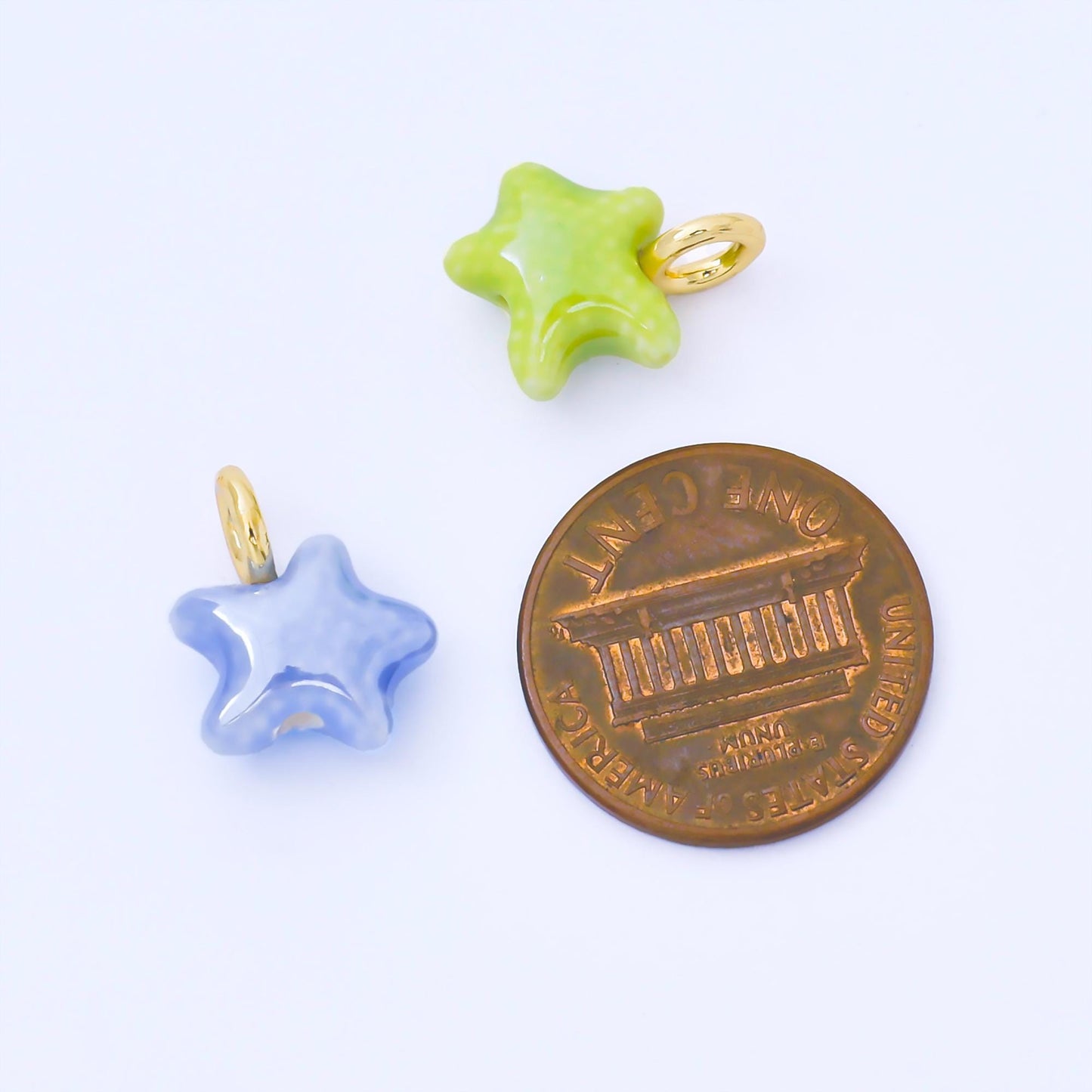 24K Gold Filled 15mm Handmade Ceramic Celestial Star Drop Charm | AF1532 - AF1539