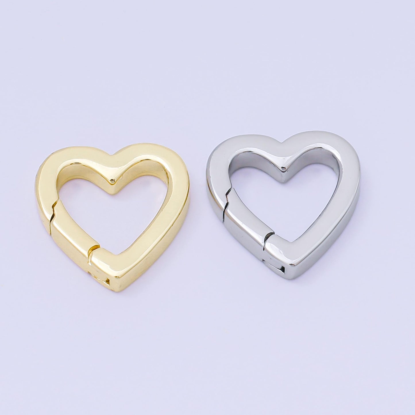 14K Gold Filled 16mm Heart Push Gate Clasp Closure Finding in Gold & Silver | Z1336