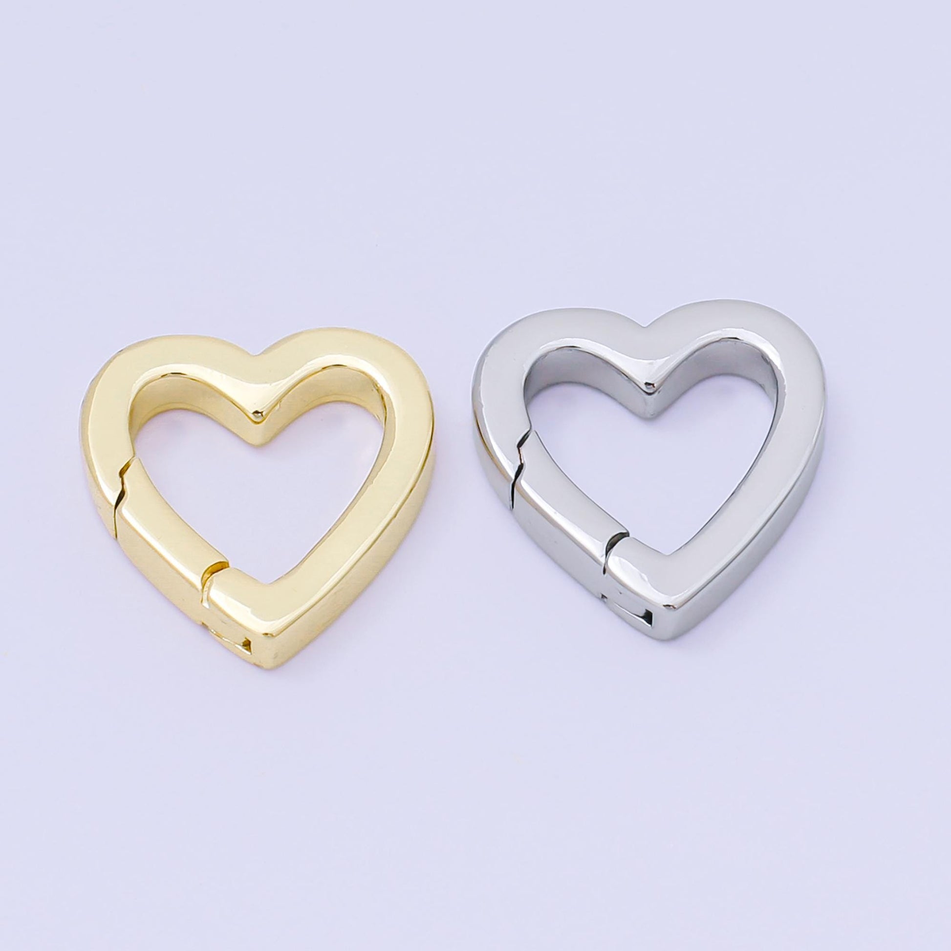 14K Gold Filled 16mm Heart Push Gate Clasp Closure Finding in Gold & Silver | Z1336