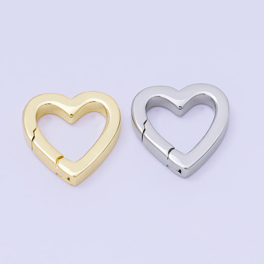 14K Gold Filled 16mm Heart Push Gate Clasp Closure Finding in Gold & Silver | Z1336